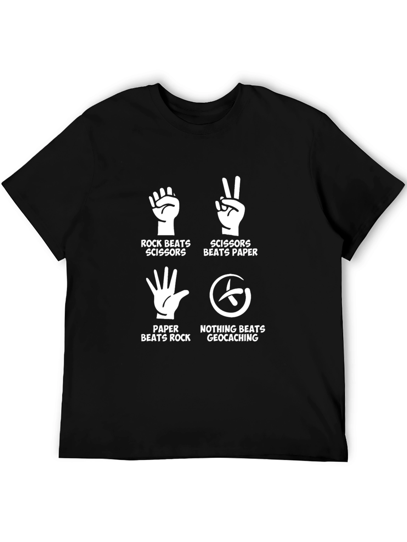 Geocaching Rock Paper Scissors Graphic Tee - Black