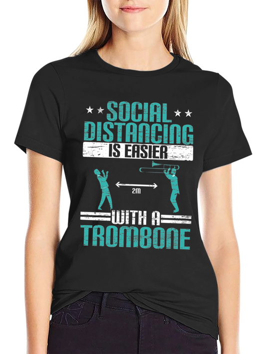 Social Distancing Trombone Humor T-Shirt