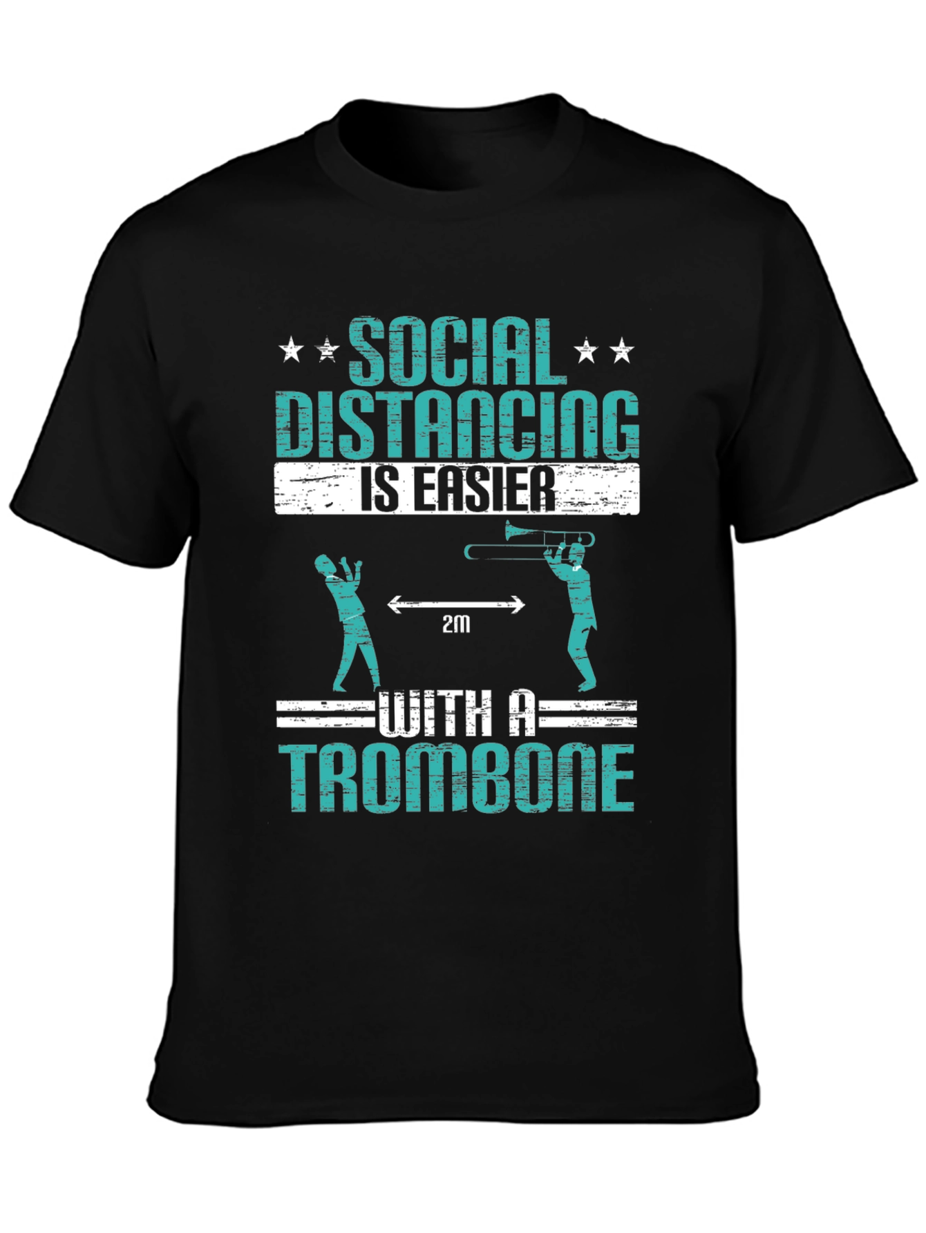 Social Distancing Trombone Humor T-Shirt