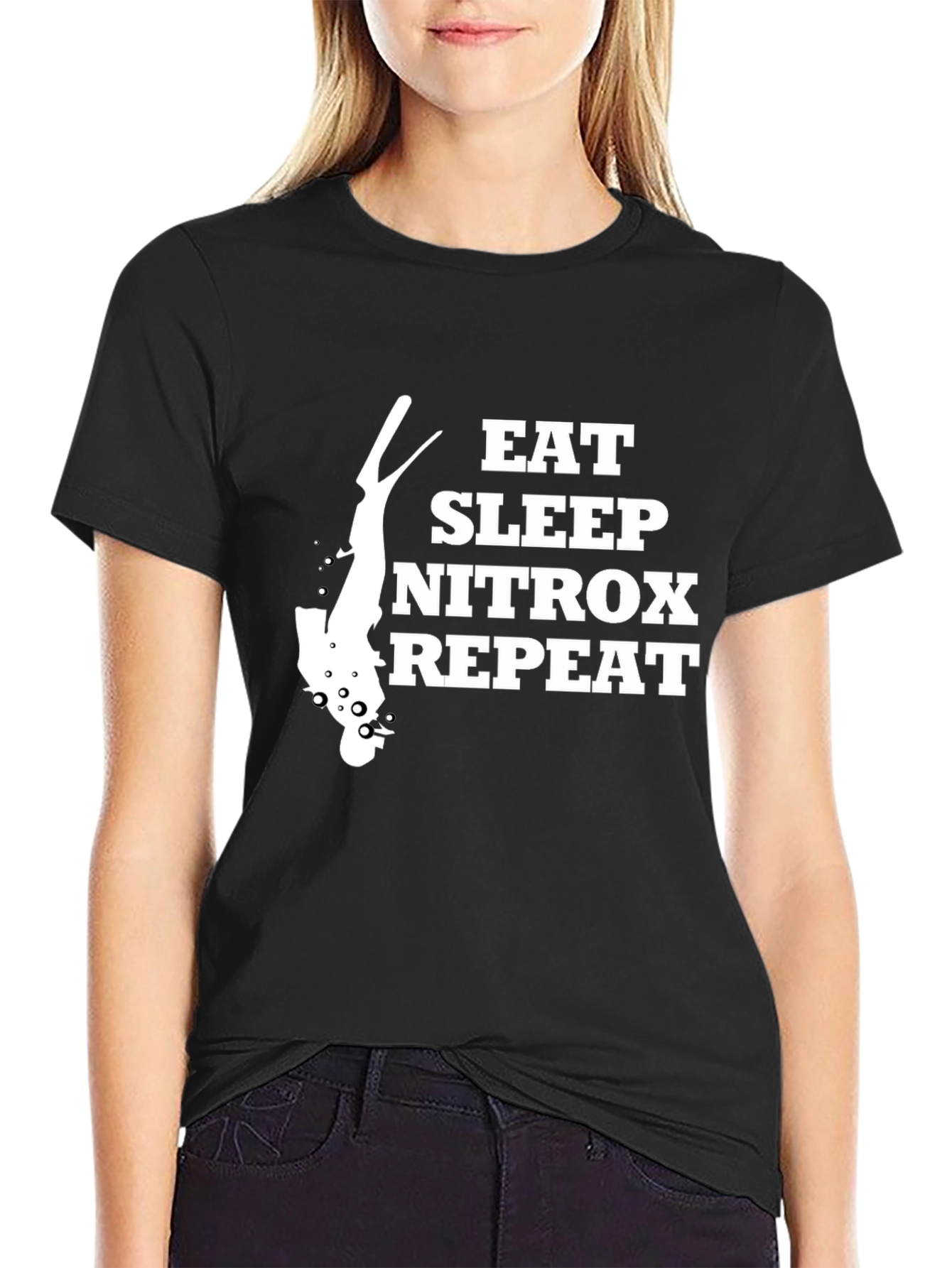 Eat Sleep Nitrox Repeat Black T-Shirt - Diver Gift