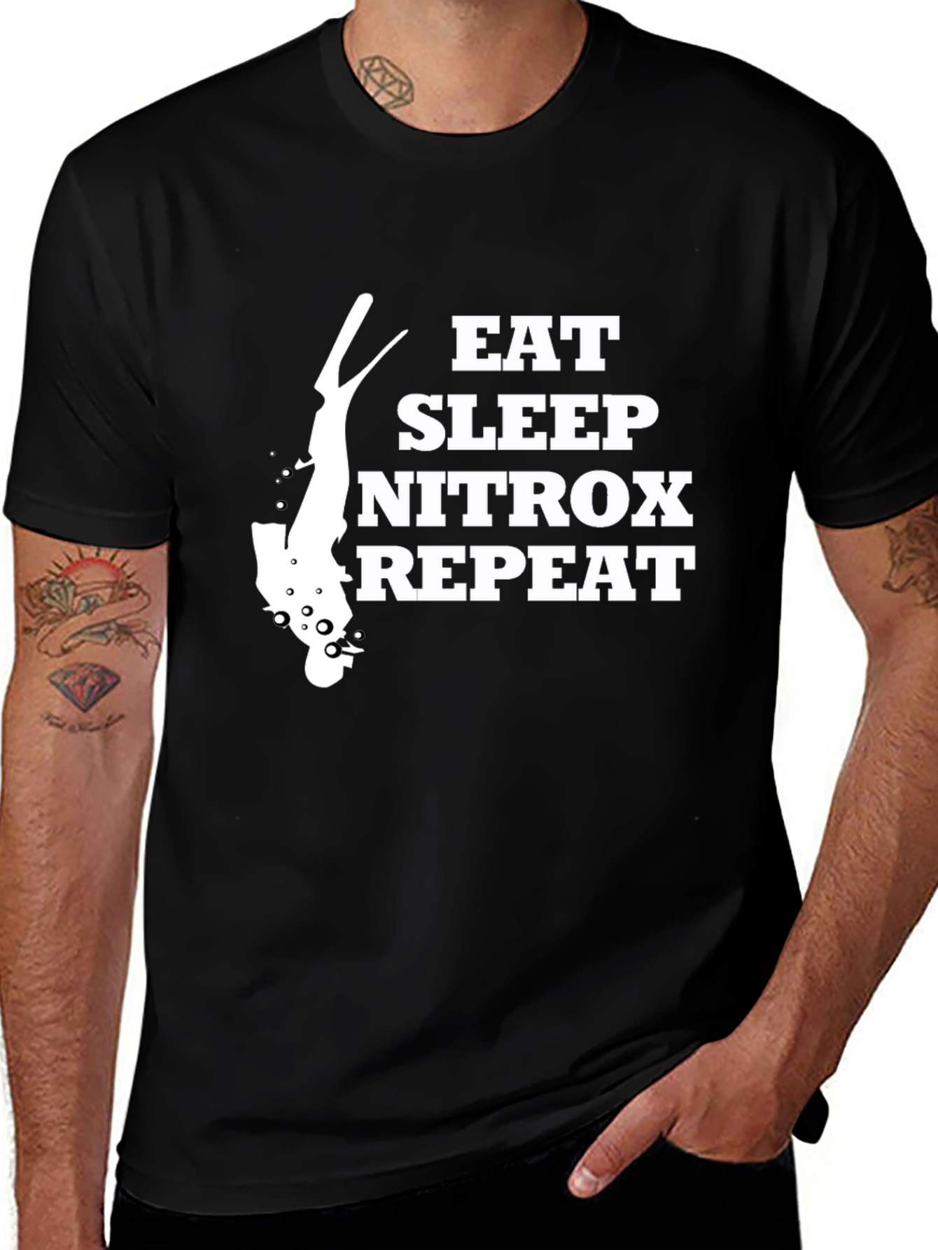 Eat Sleep Nitrox Repeat Black T-Shirt - Diver Gift