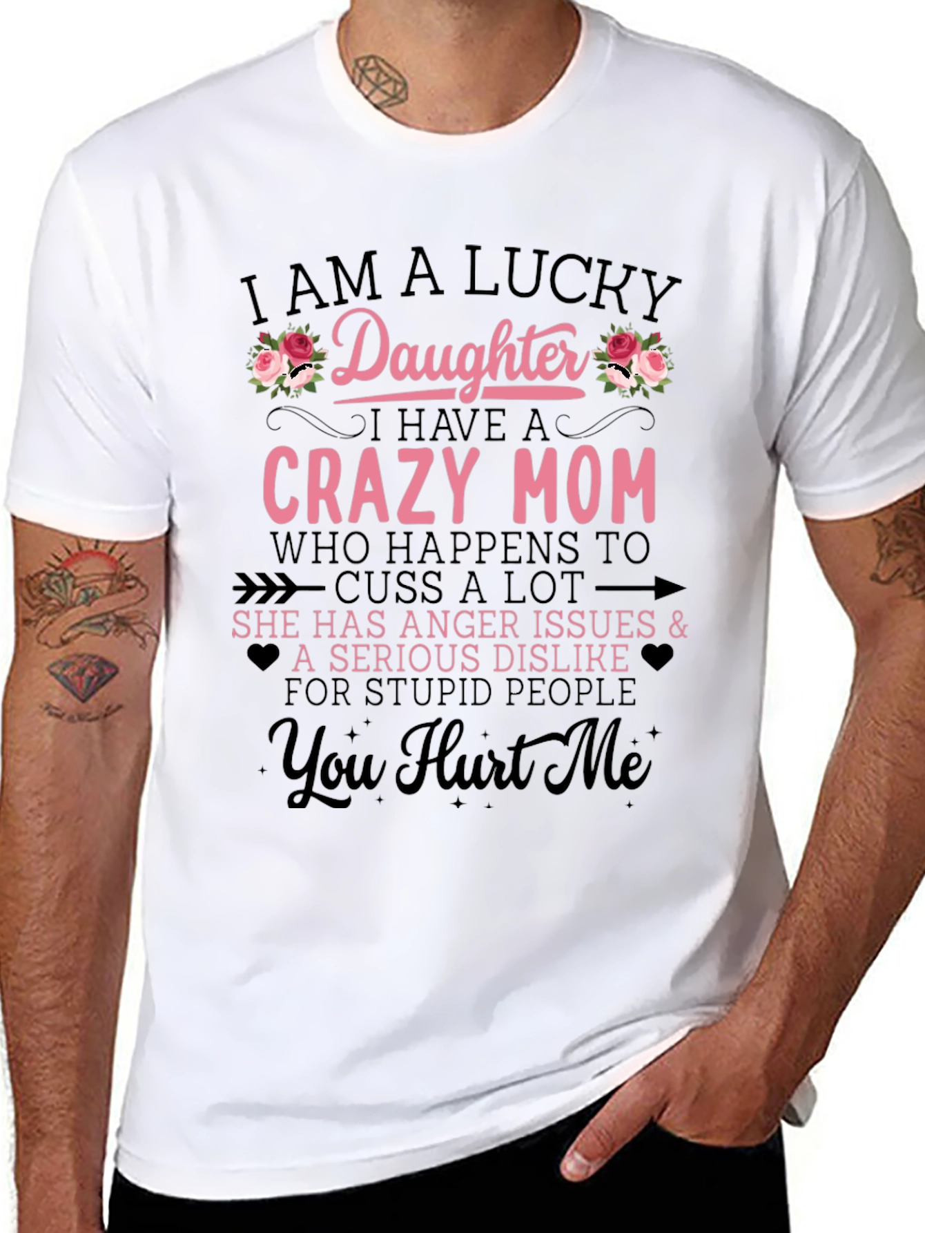 Lucky Daughter Crazy Mom Graphic Tee