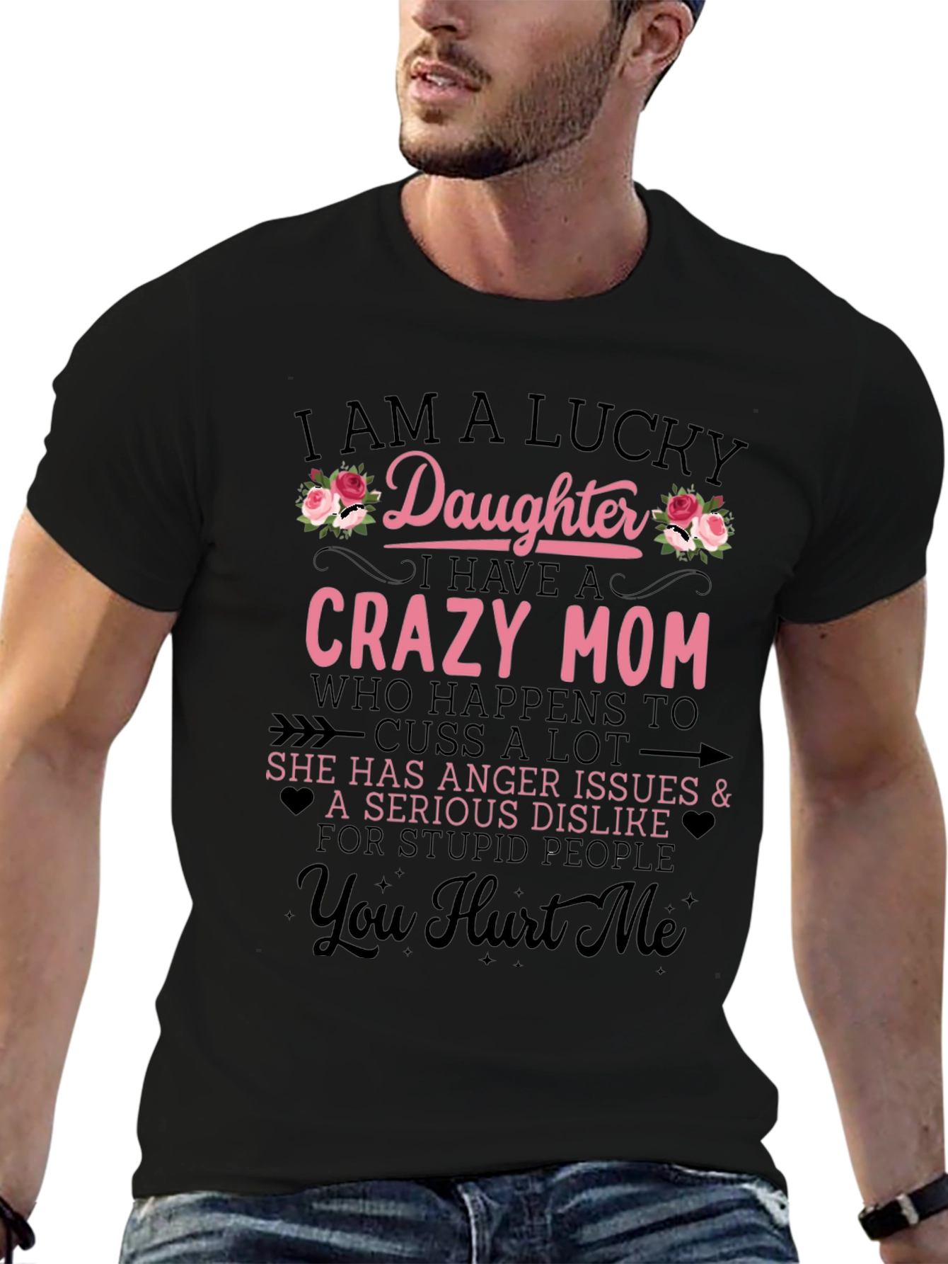 Lucky Daughter Crazy Mom Graphic Tee