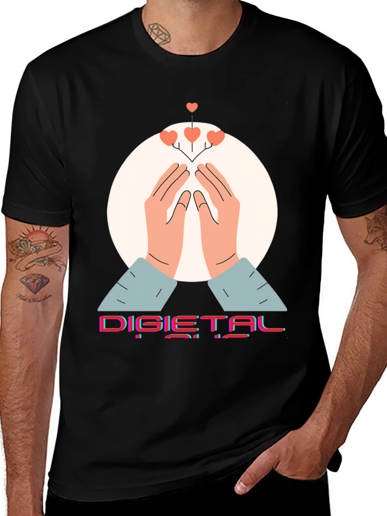 Digital Hearts Graphic Tee - Modern Comfort