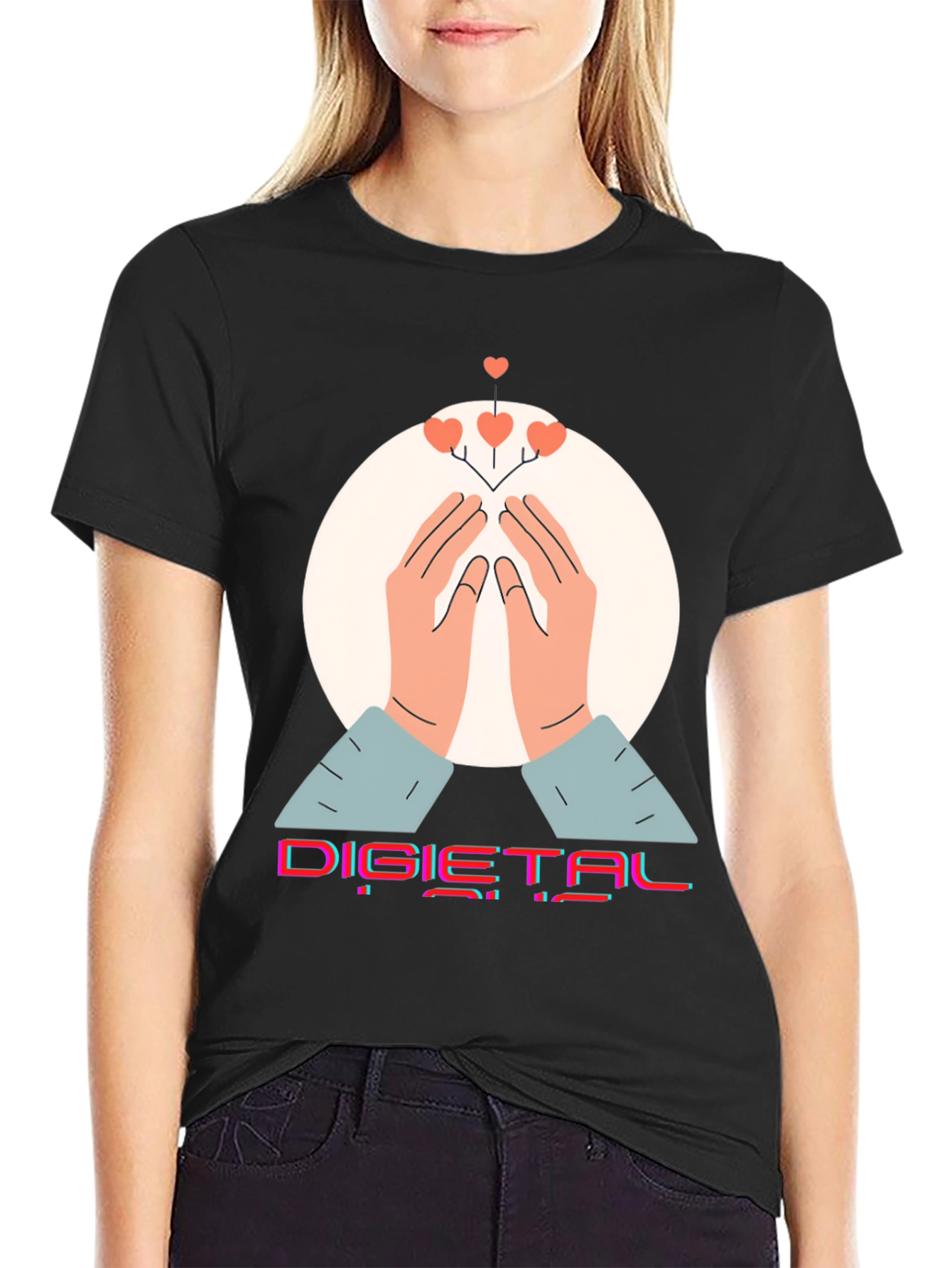Digital Hearts Graphic Tee - Modern Comfort