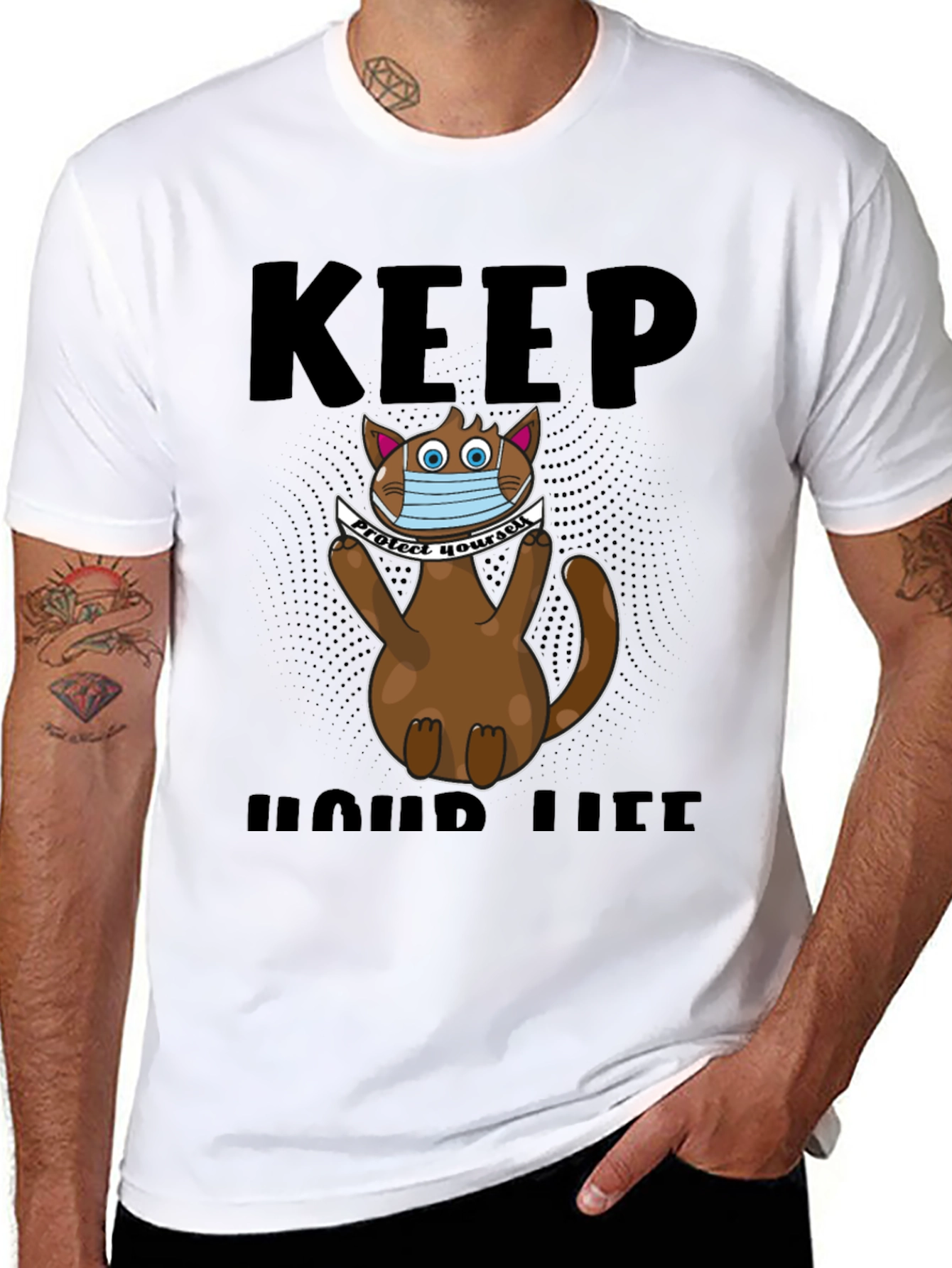 Keep Your Life T-Shirt: Cat Wearing Mask