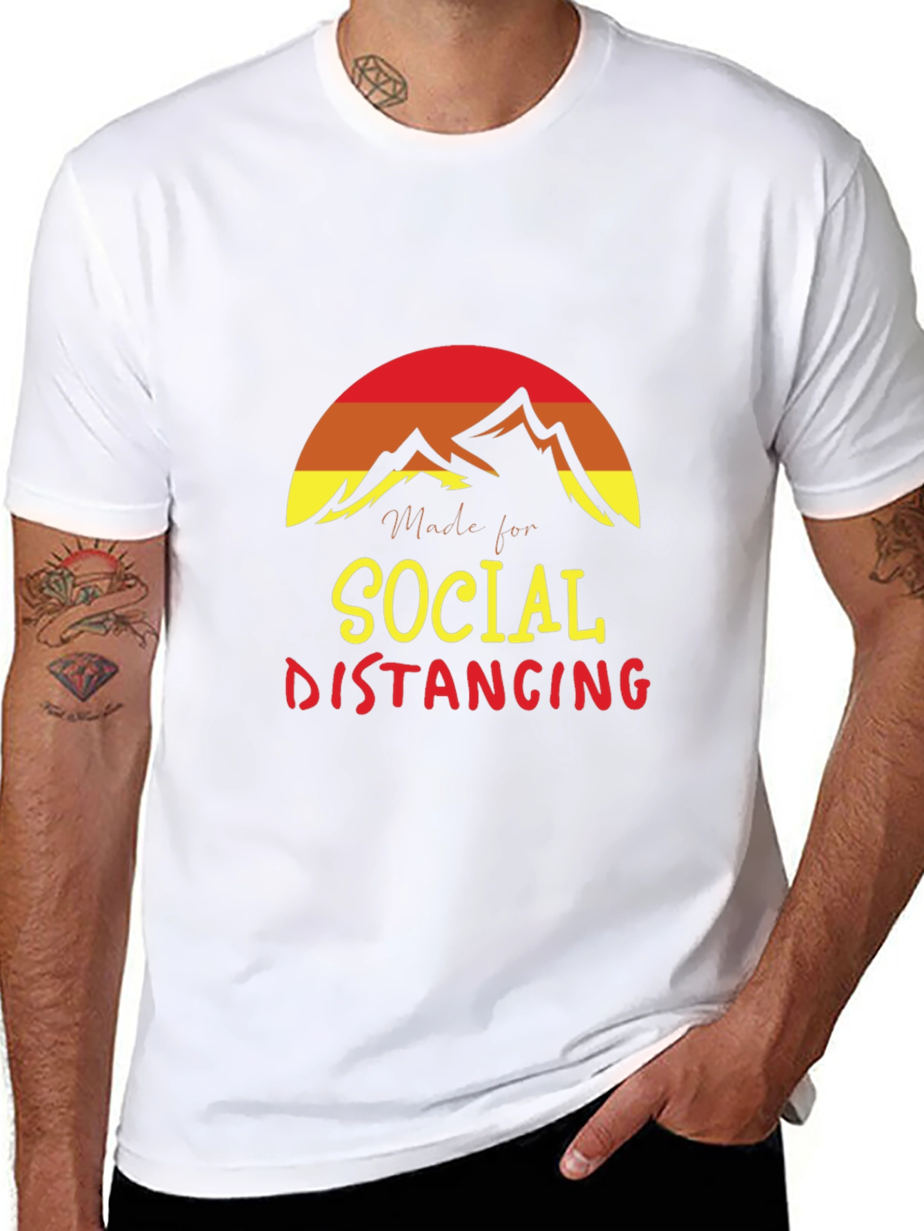 Social Distancing Graphic T-Shirt - Mountain Sunset Design