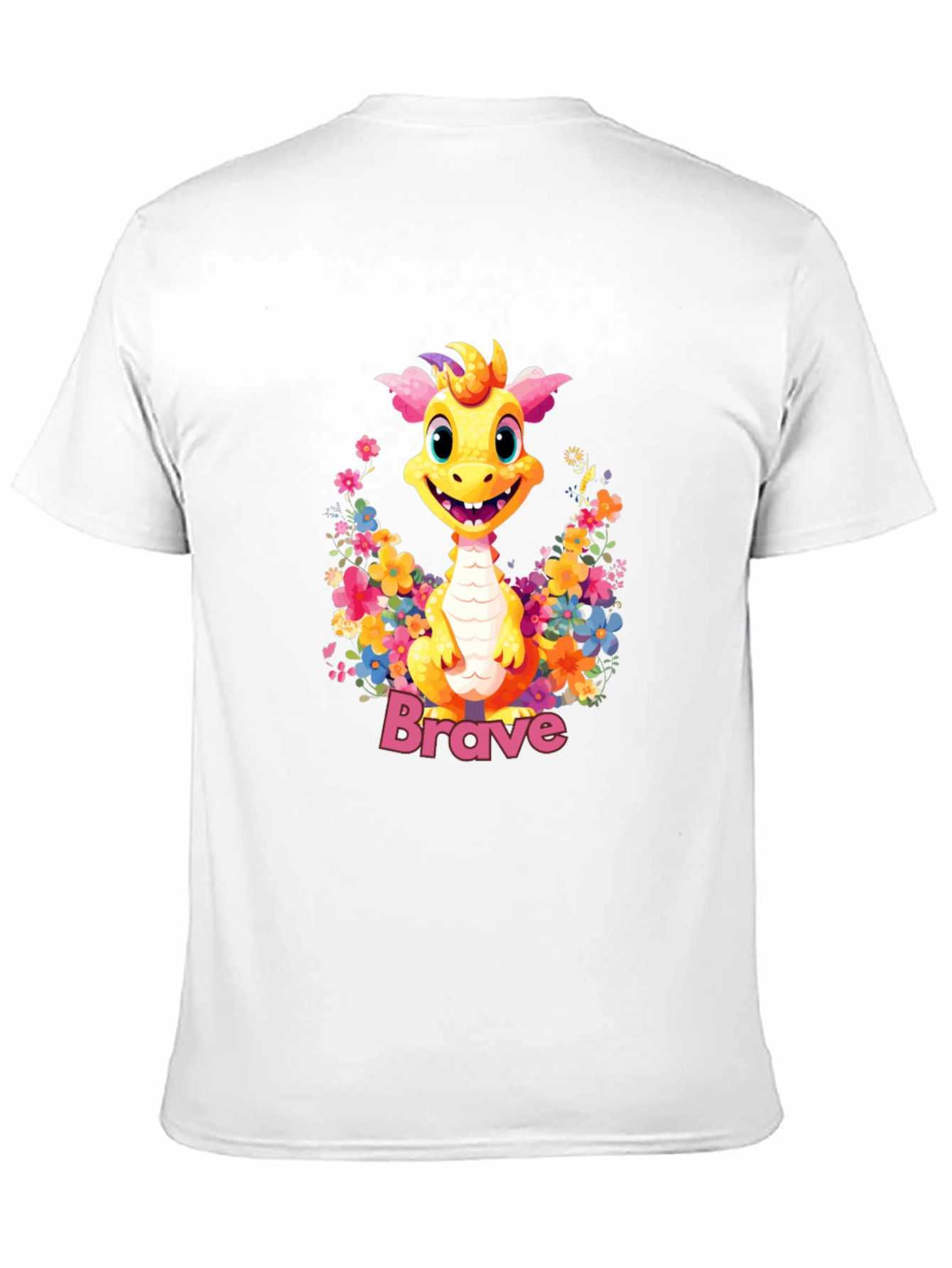 Brave Dragon Graphic Tee - Cute Floral Design