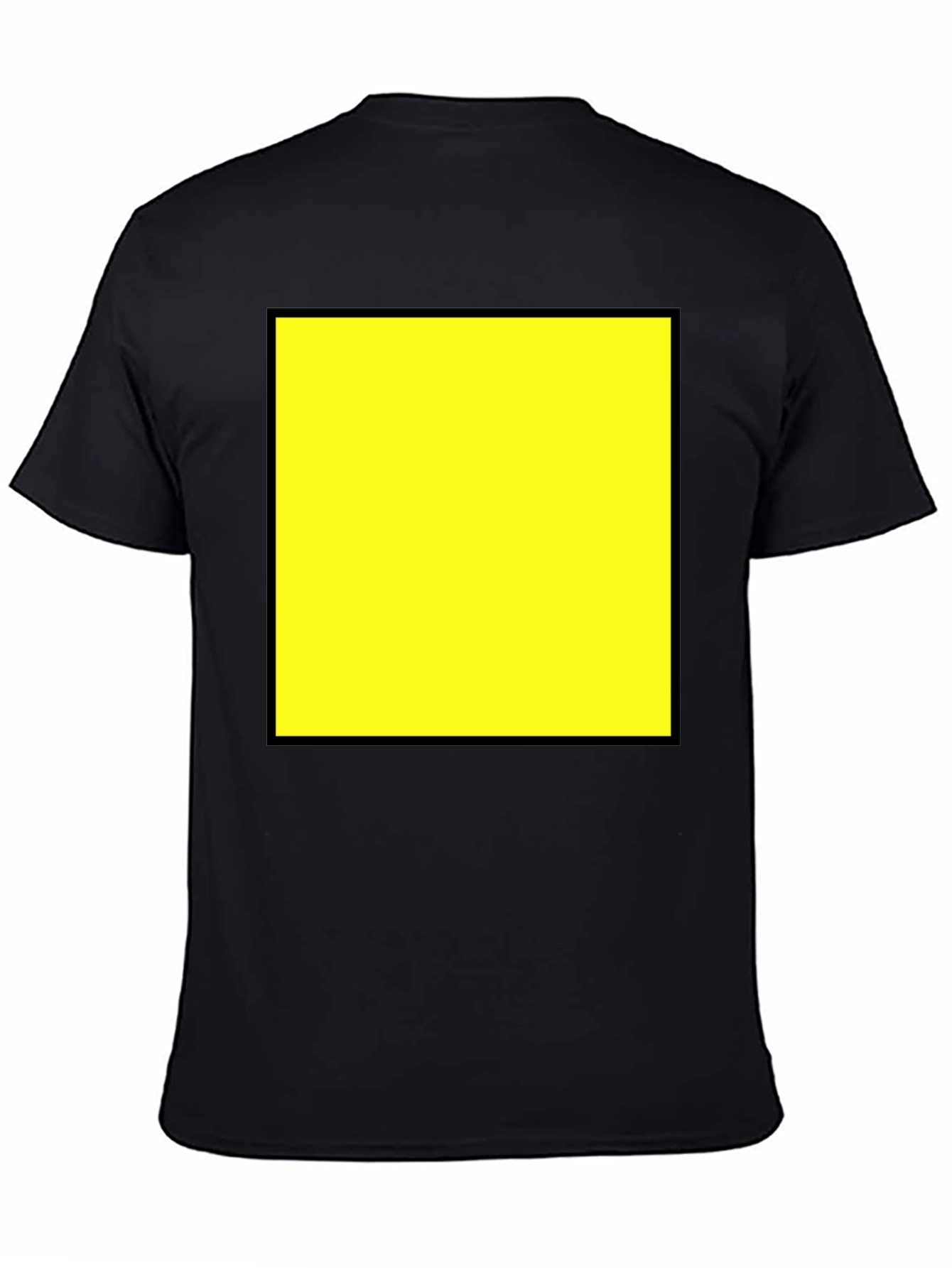 Bold Graphic Tee - Yellow Square Design Black Cotton