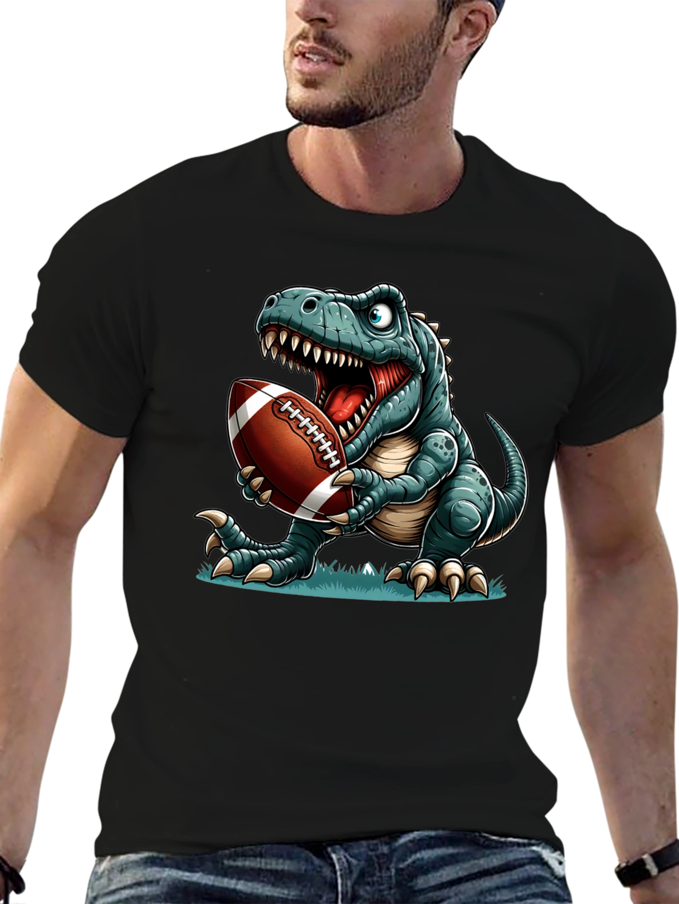 Dino Football T-Shirt: Roaring Style
