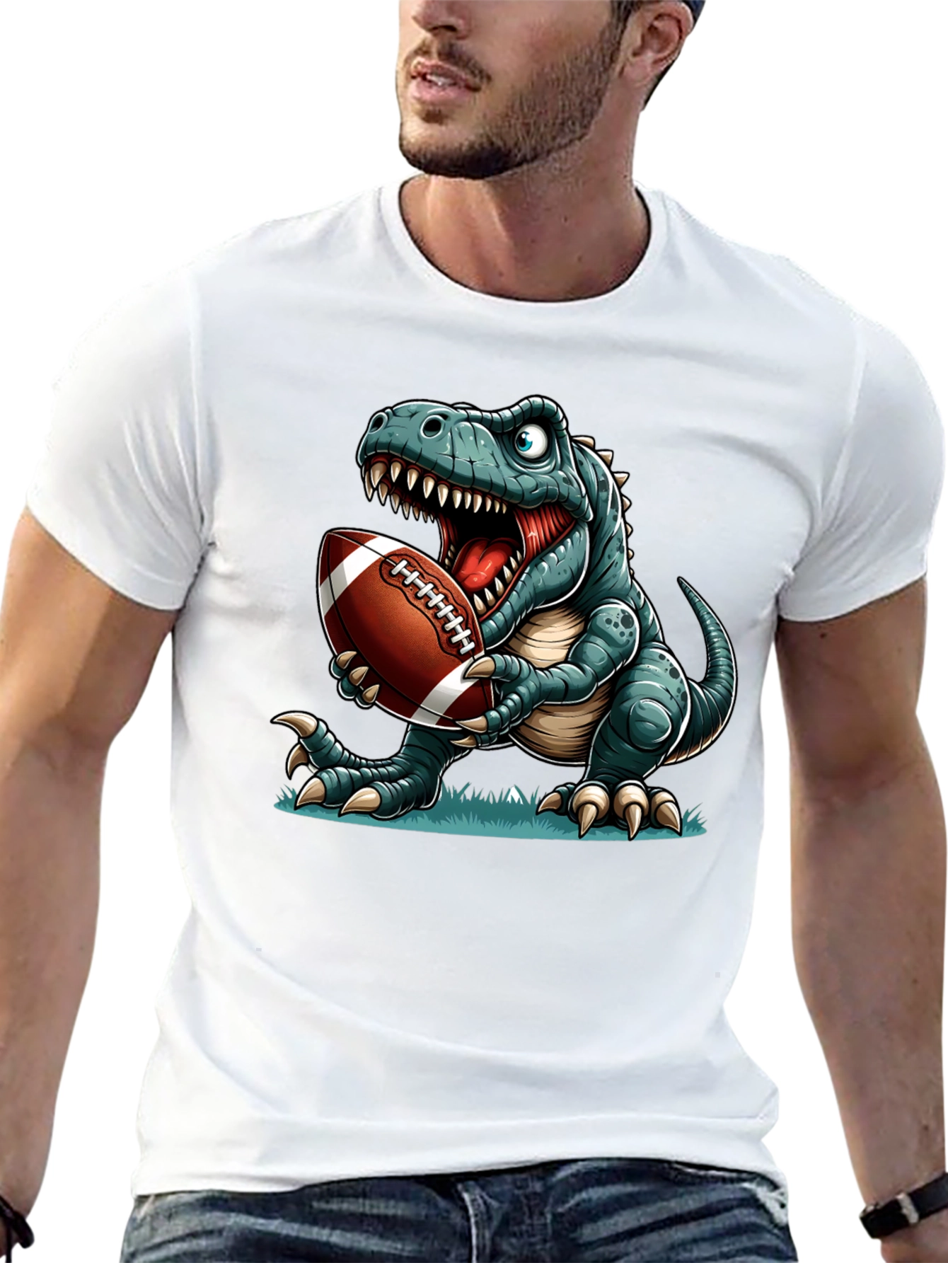 Dino Football T-Shirt: Roaring Style