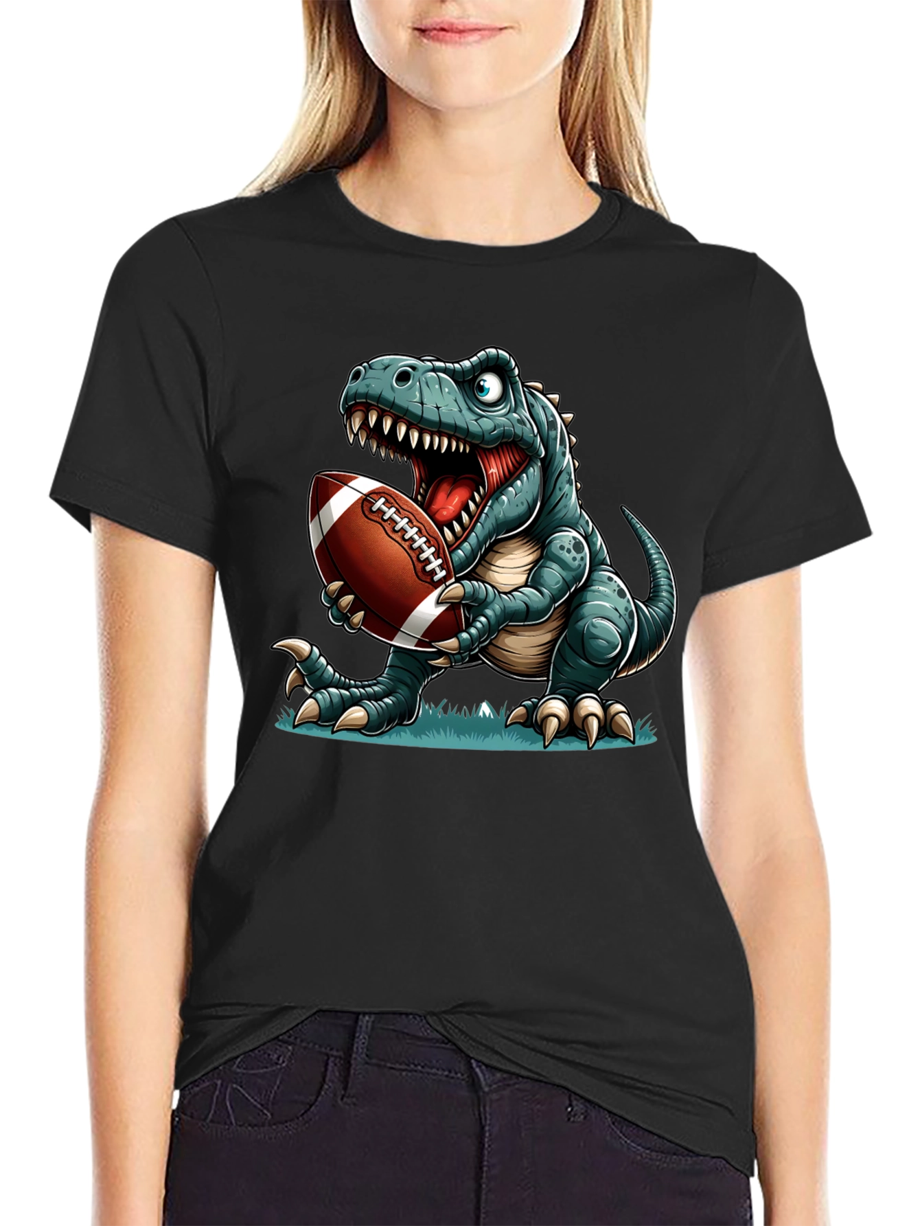 Dino Football T-Shirt: Roaring Style