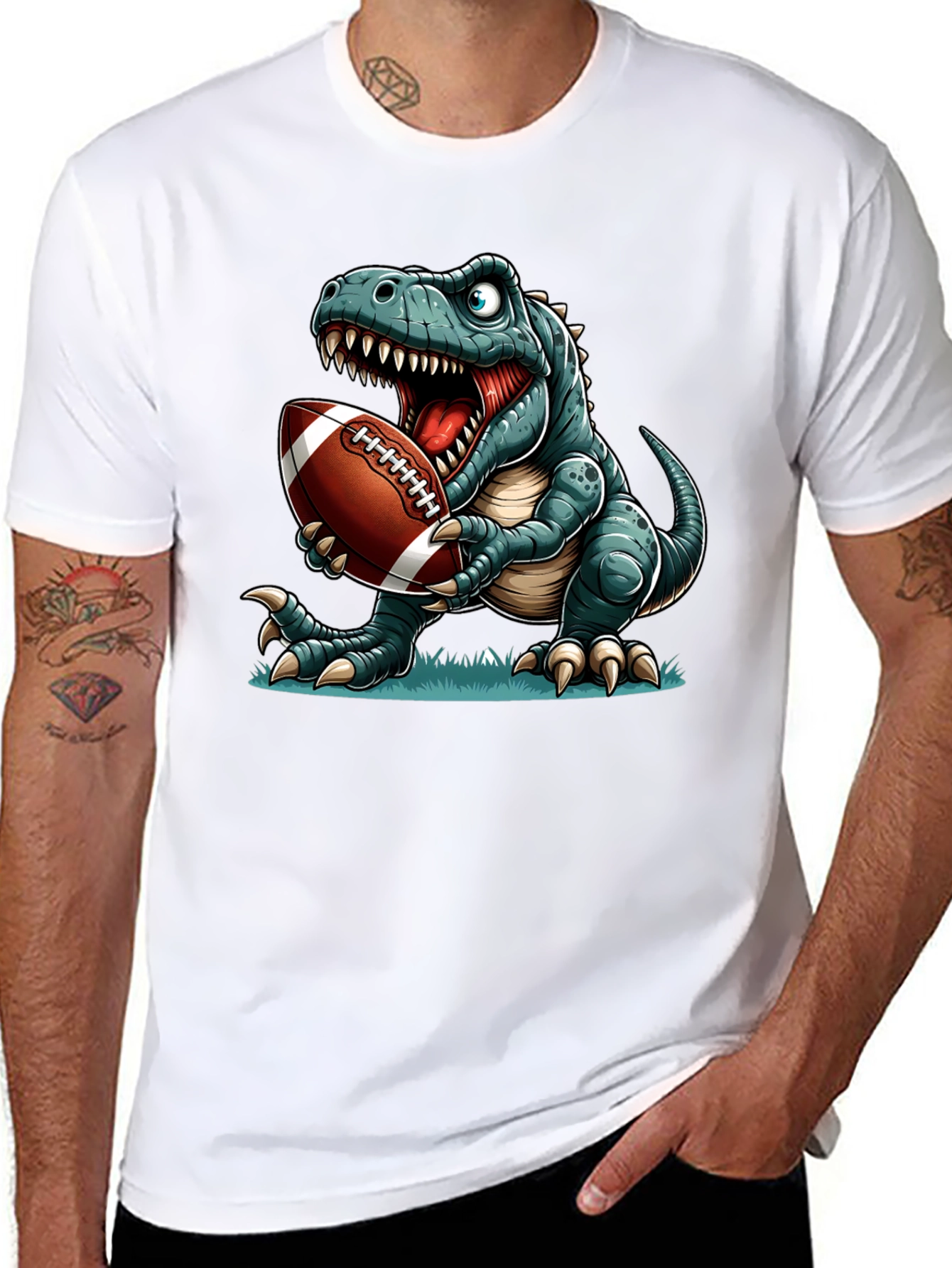 Dino Football T-Shirt: Roaring Style