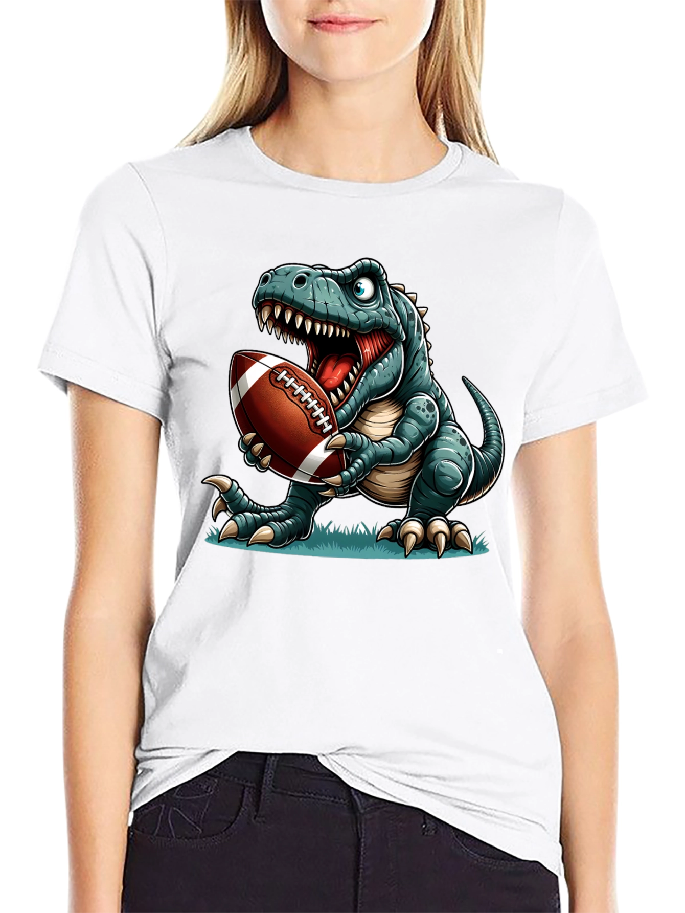 Dino Football T-Shirt: Roaring Style