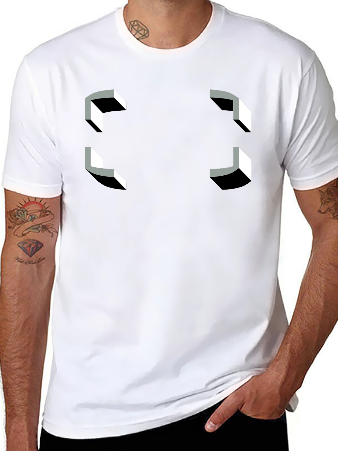 Optical Illusion T-Shirt - Geometric Perspective Tee