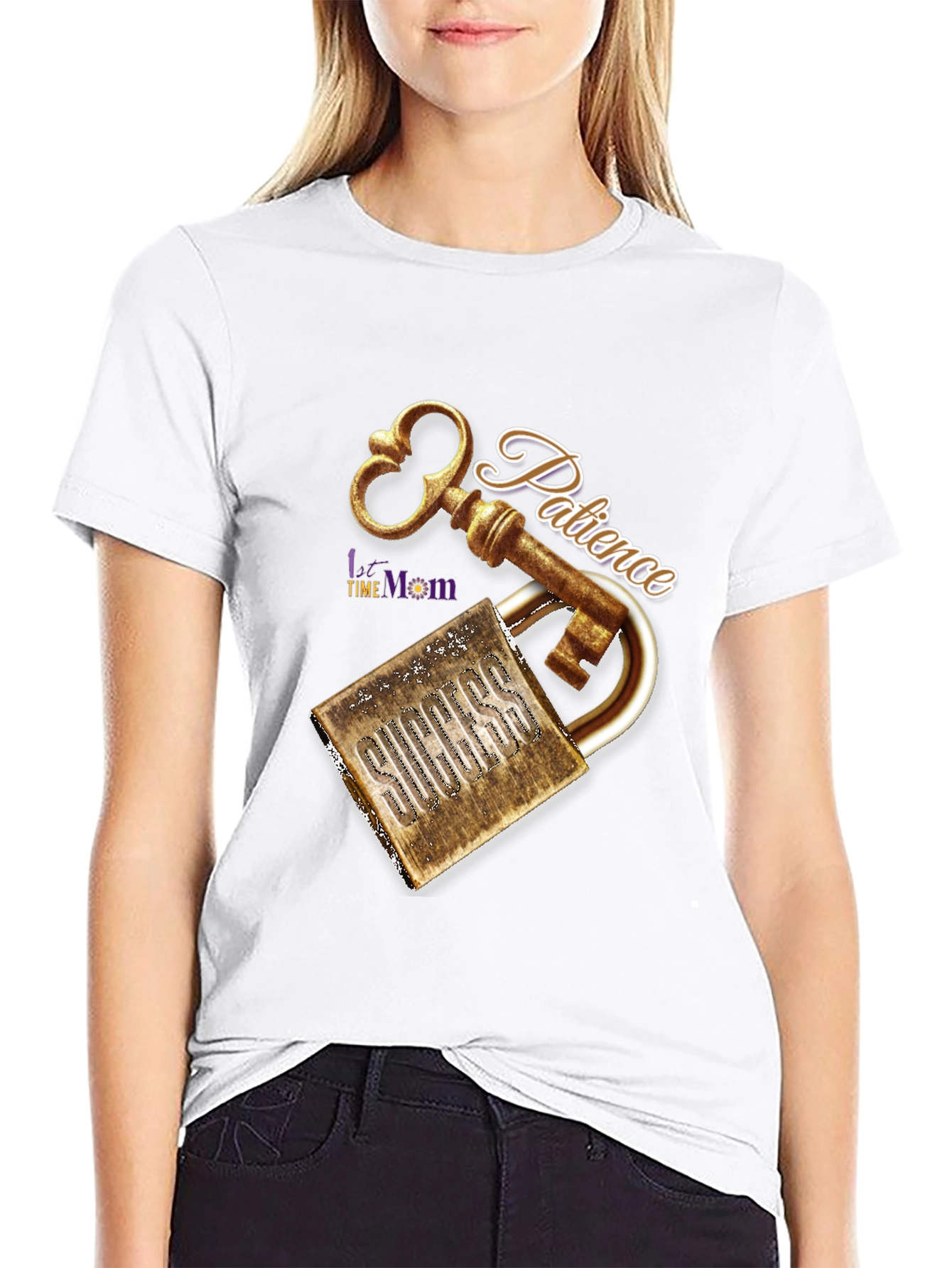 Patience Key to Success Black Graphic T-Shirt
