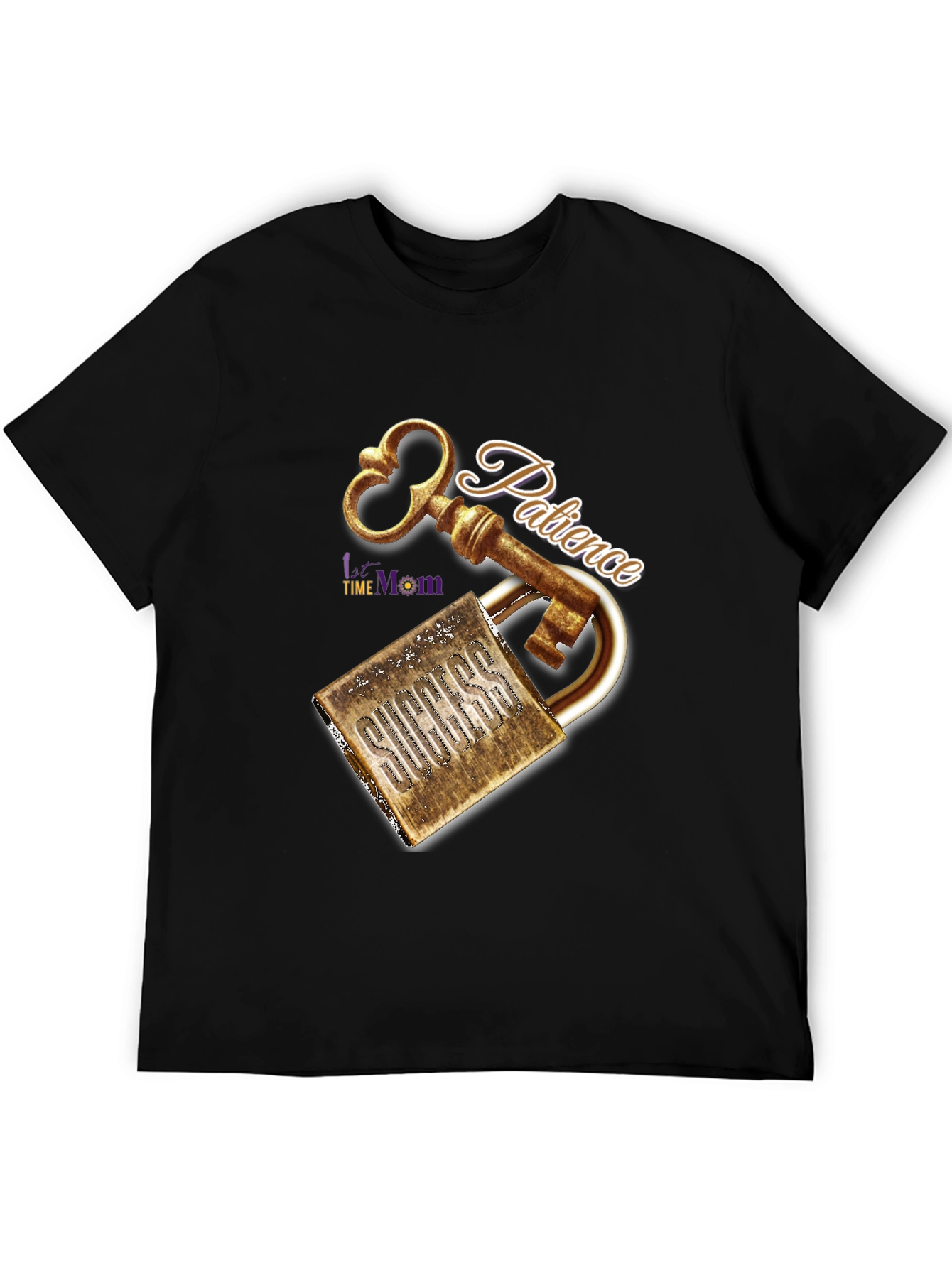 Patience Key to Success Black Graphic T-Shirt