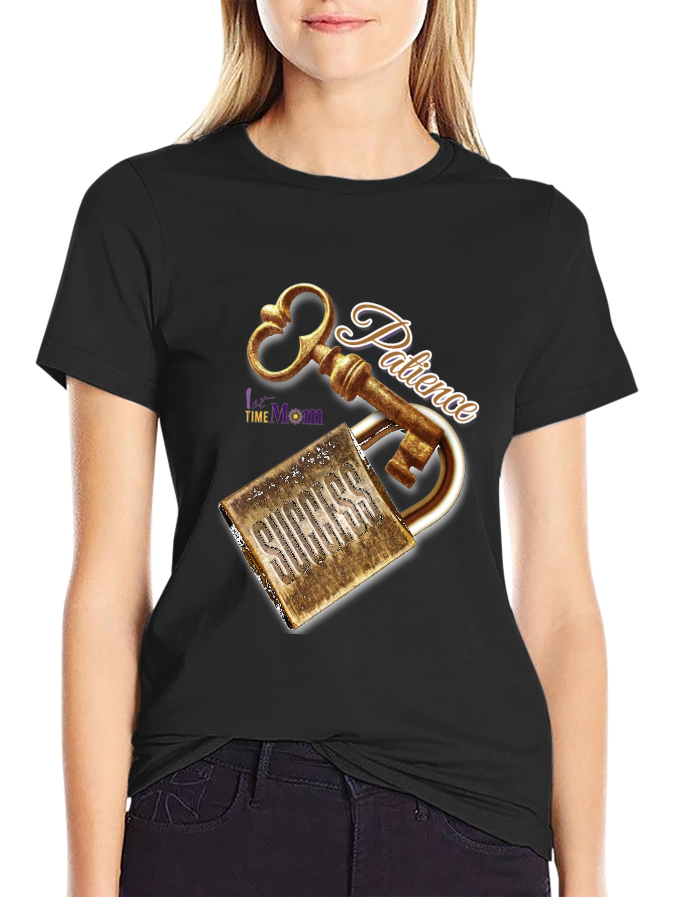 Patience Key to Success Black Graphic T-Shirt