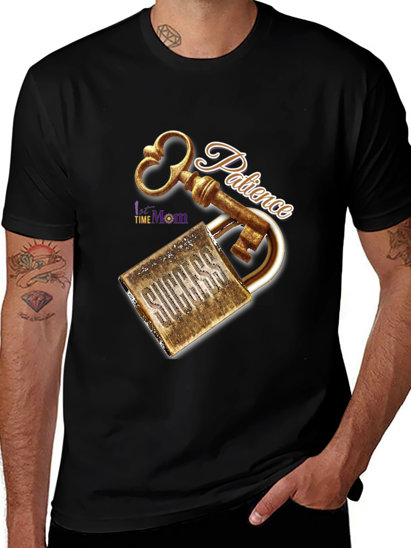 Patience Key to Success Black Graphic T-Shirt