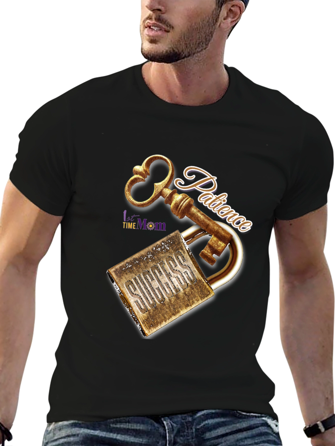 Patience Key to Success Black Graphic T-Shirt