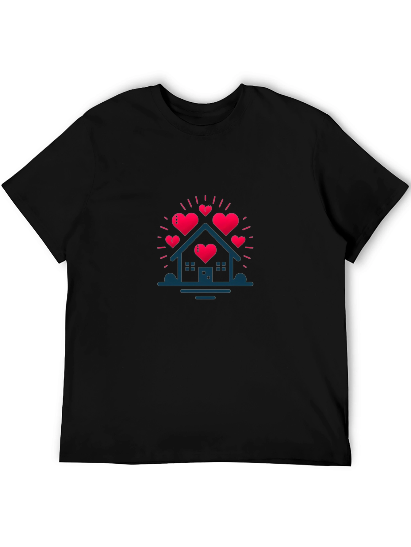 Heart House Graphic Black T-Shirt