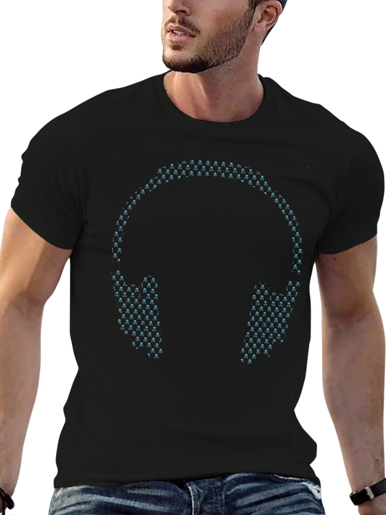 LED Headphones Black T-Shirt