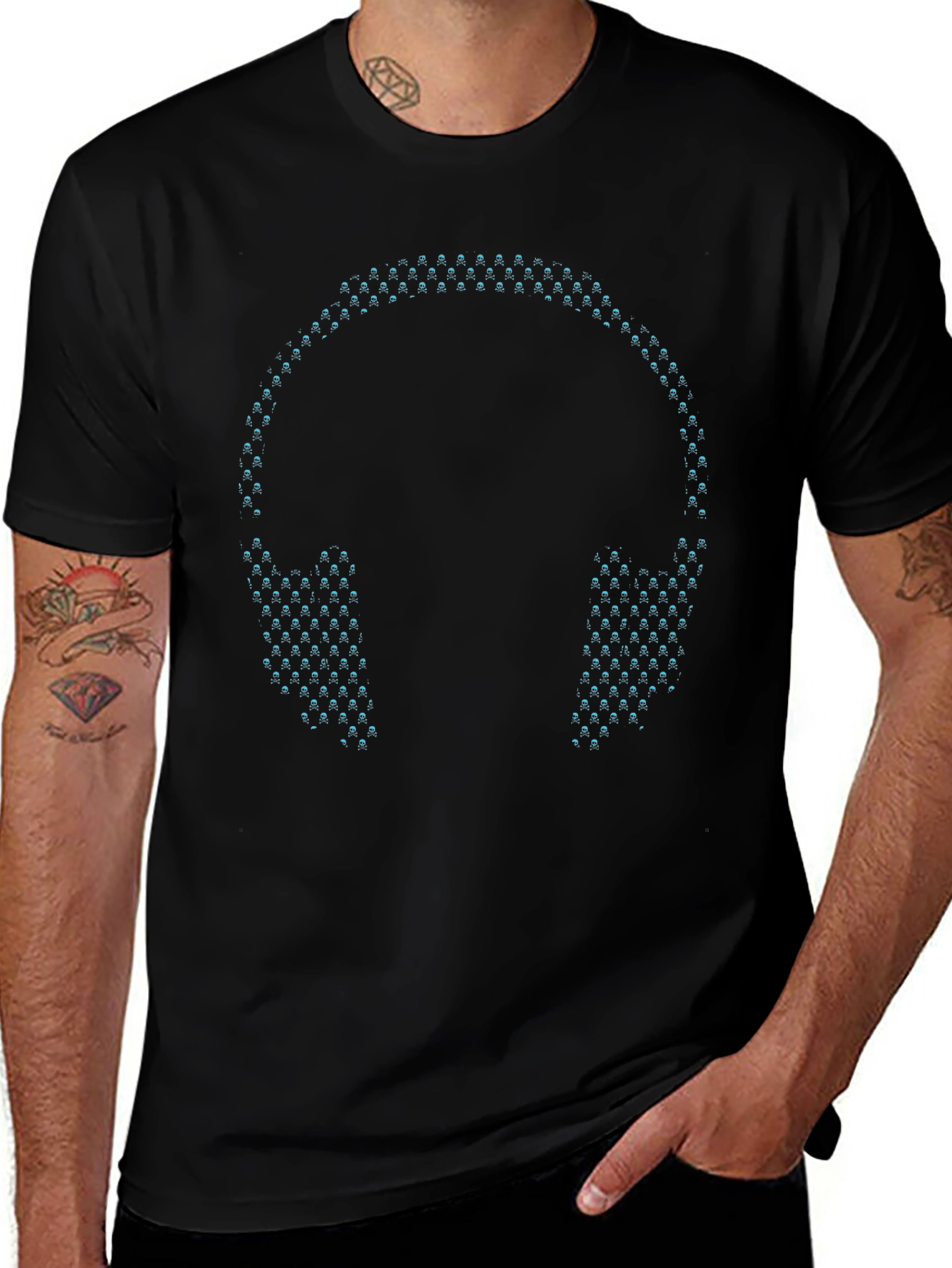 LED Headphones Black T-Shirt