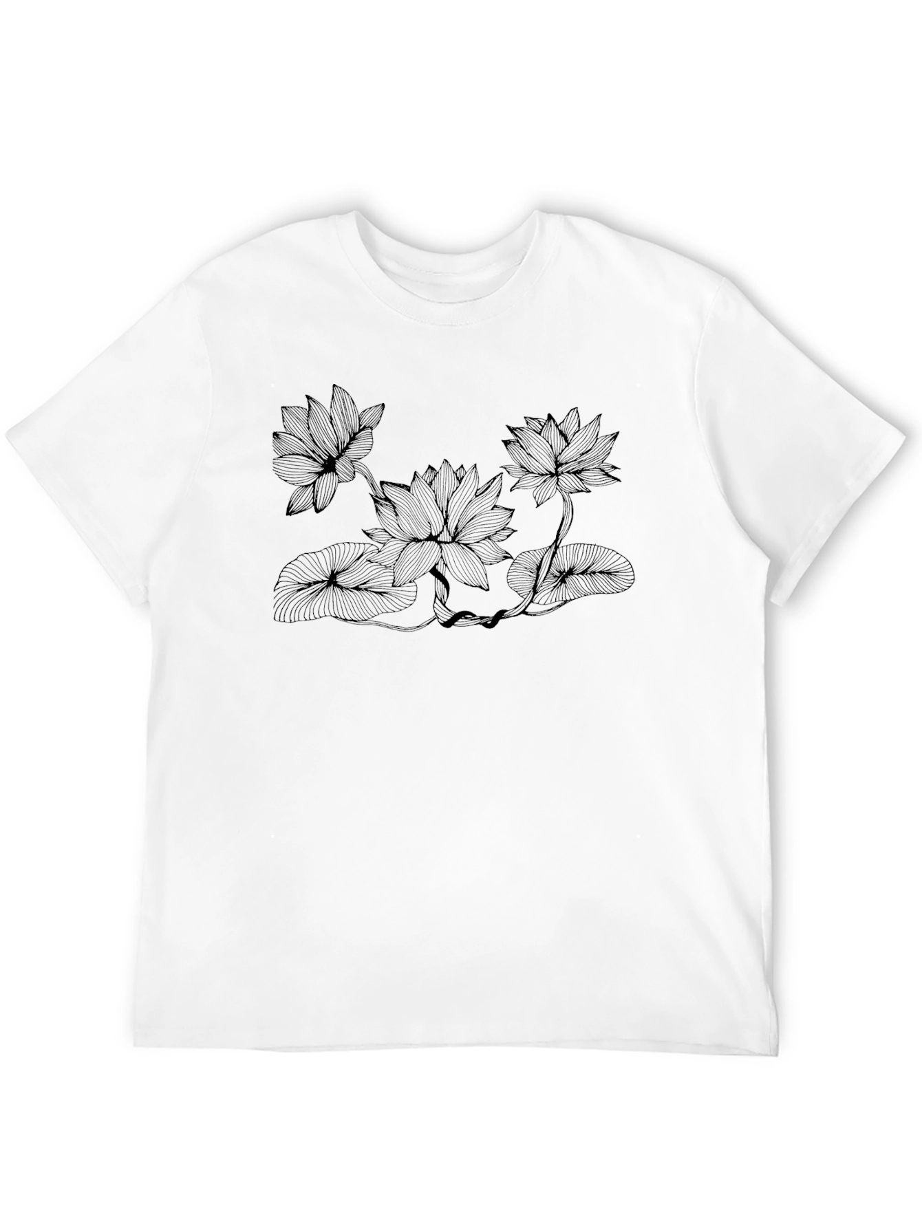 Lotus Flower Graphic Print Black T-Shirt