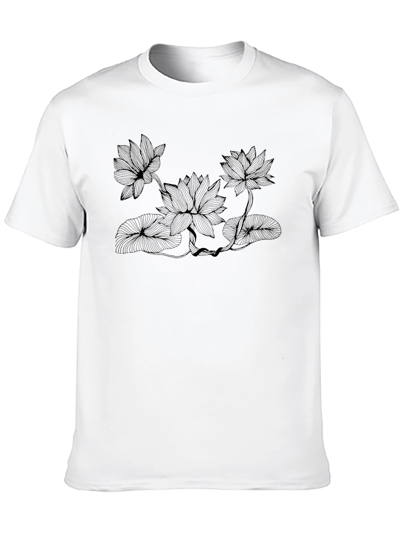 Lotus Flower Graphic Print Black T-Shirt