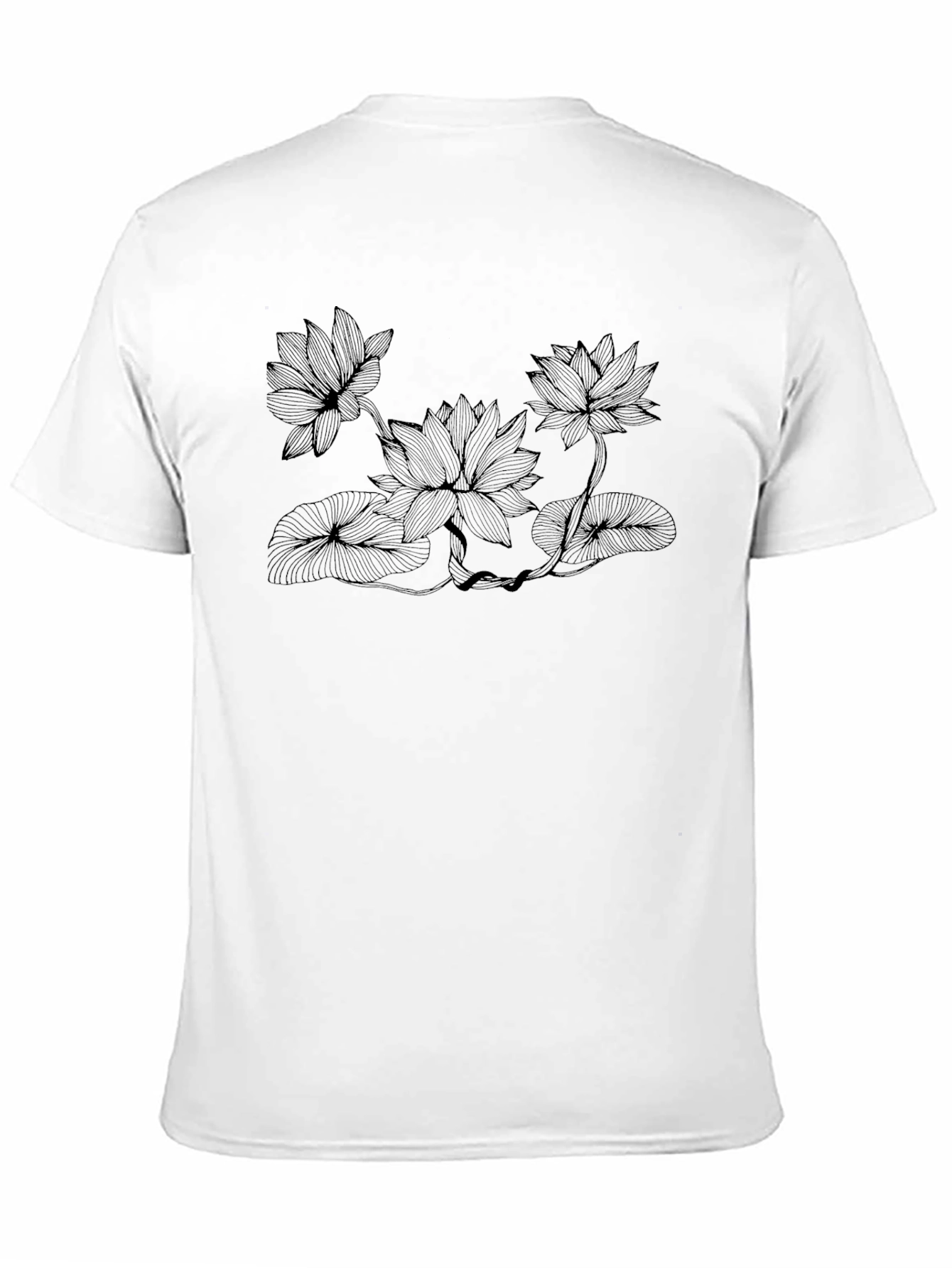 Lotus Flower Graphic Print Black T-Shirt