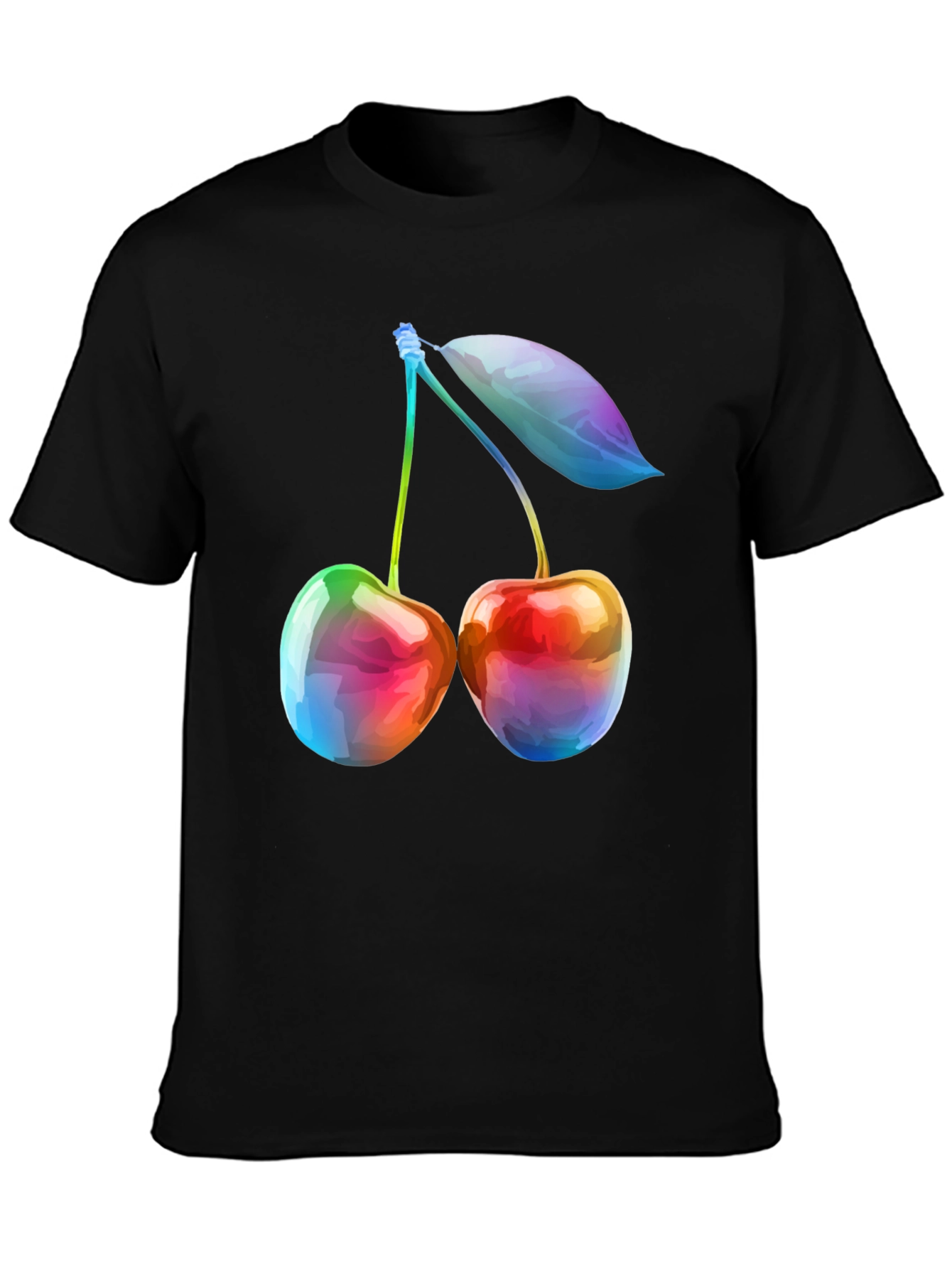Rainbow Cherry Graphic T-Shirt - Unique Fruit Design