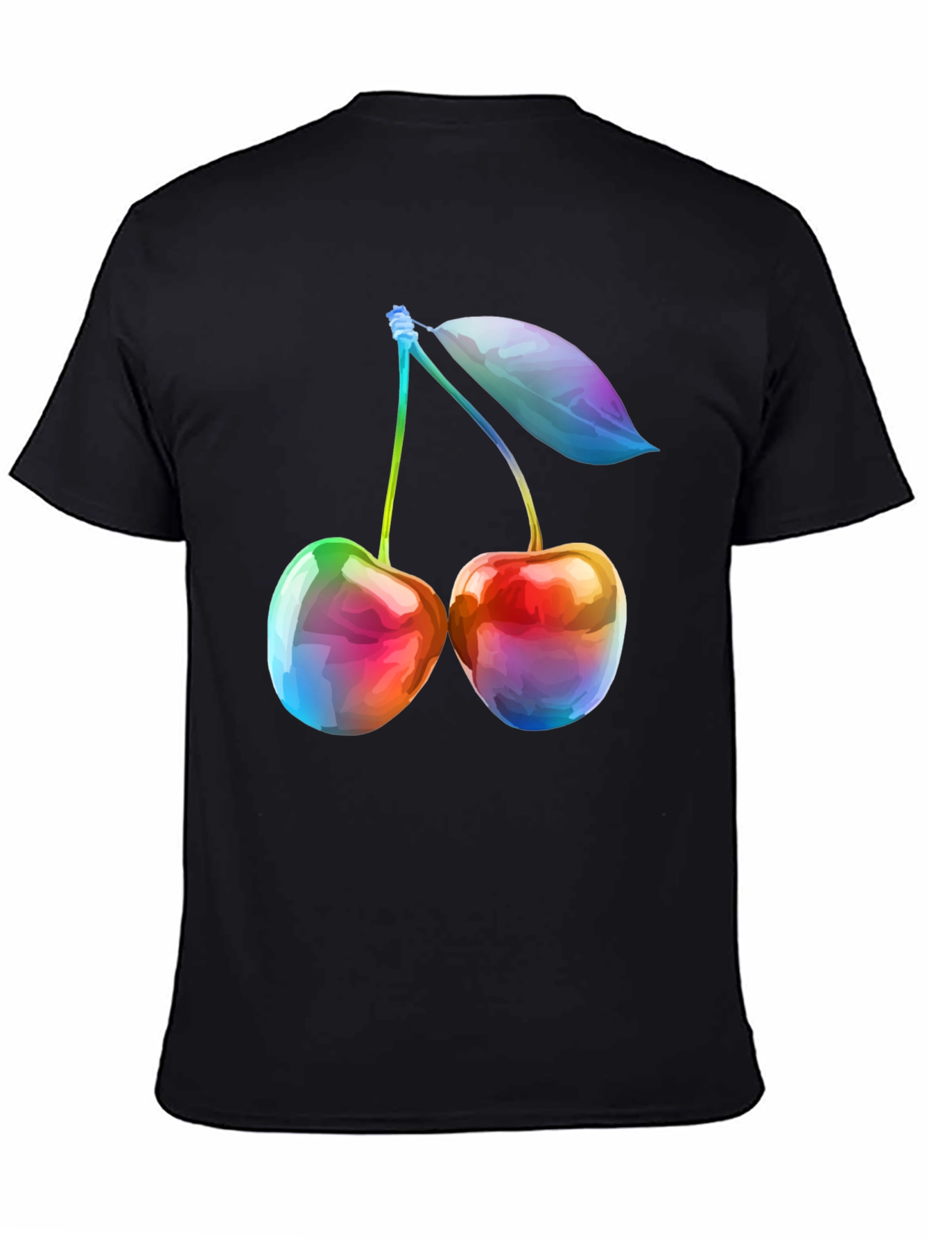 Rainbow Cherry Graphic T-Shirt - Unique Fruit Design