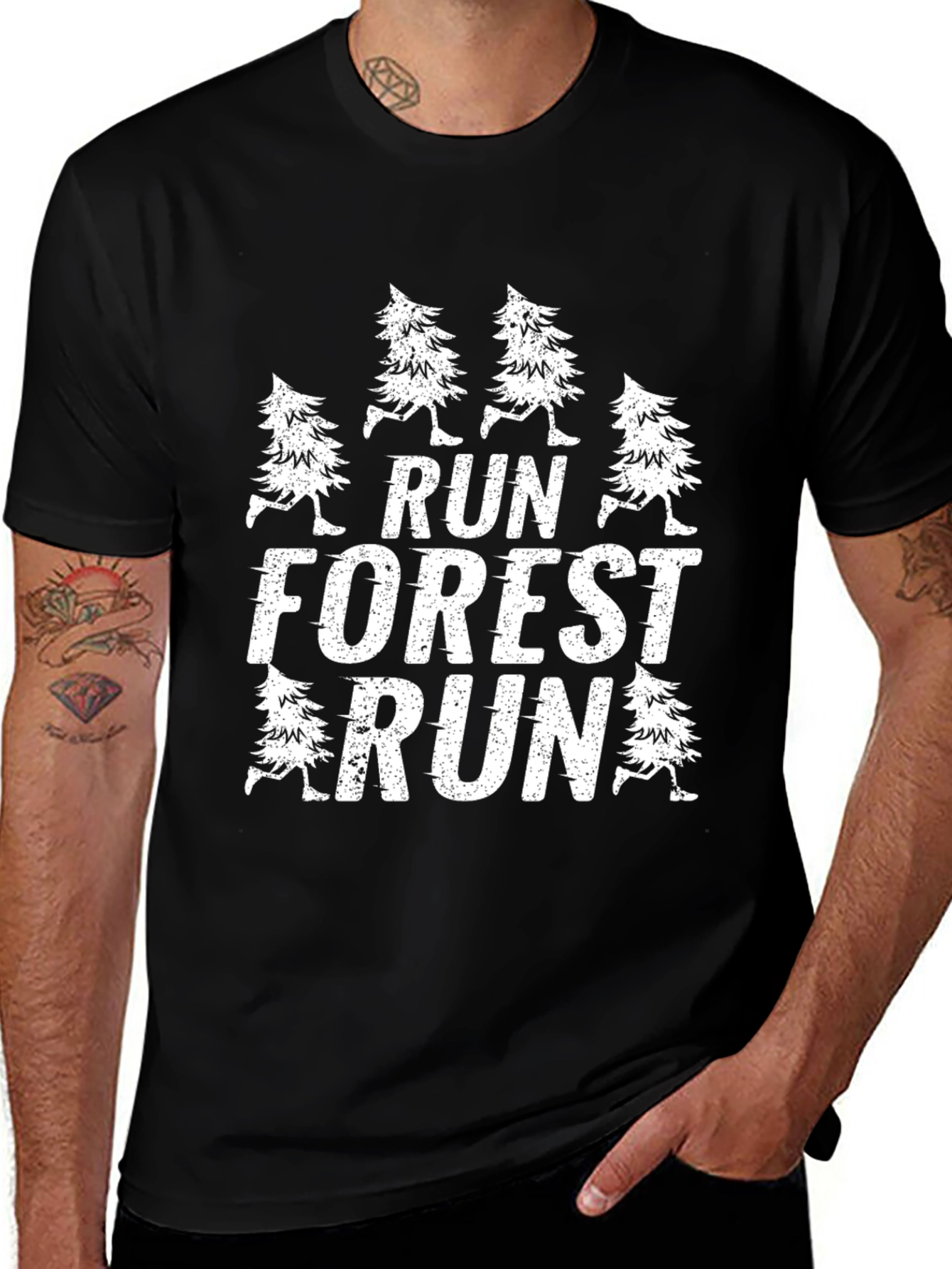 Run Forest Run Black Graphic Tee