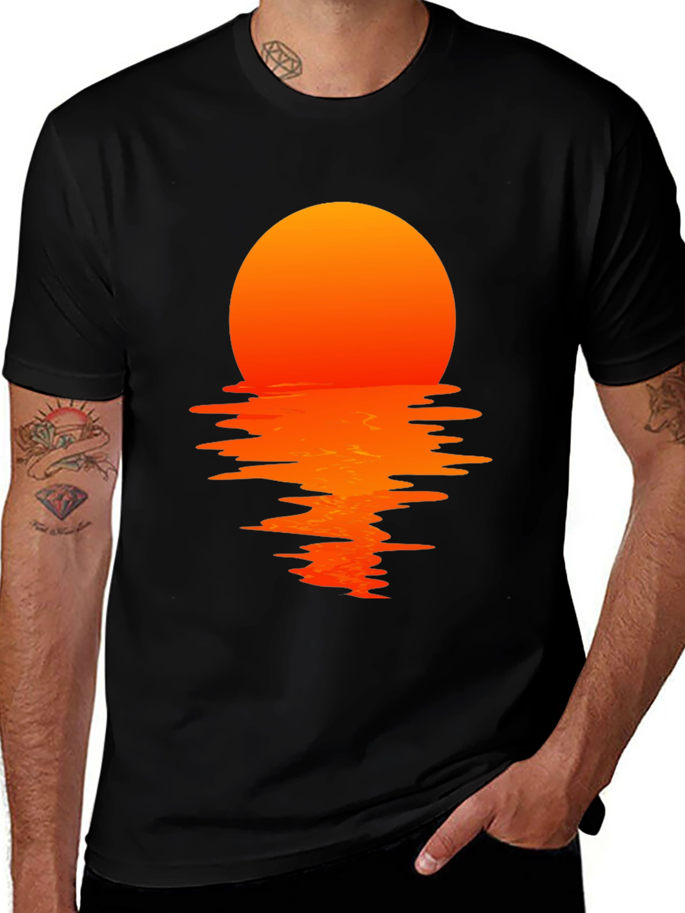 Sunset Reflection Graphic Tee - Stylish Mens T-Shirt