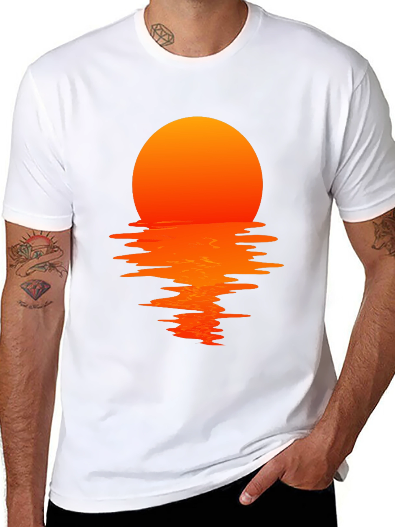 Sunset Reflection Graphic Tee - Stylish Mens T-Shirt