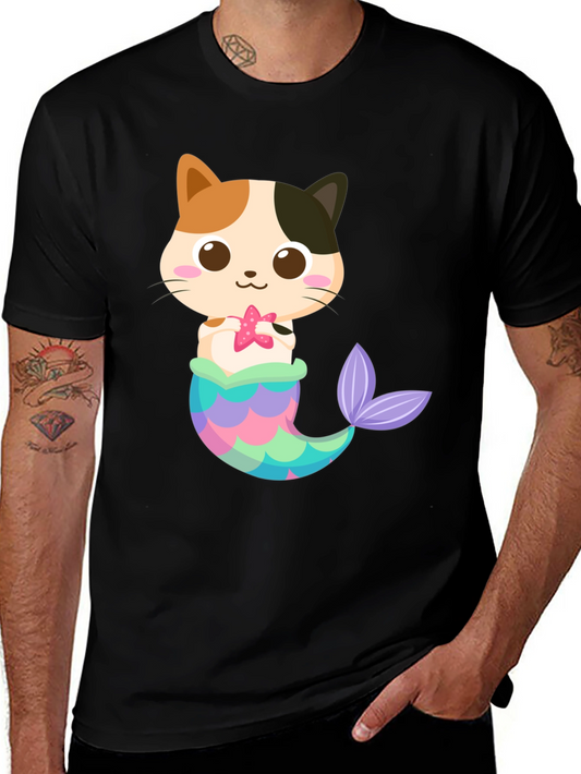 Cute Cat Mermaid Graphic T-Shirt - Whimsical Fun