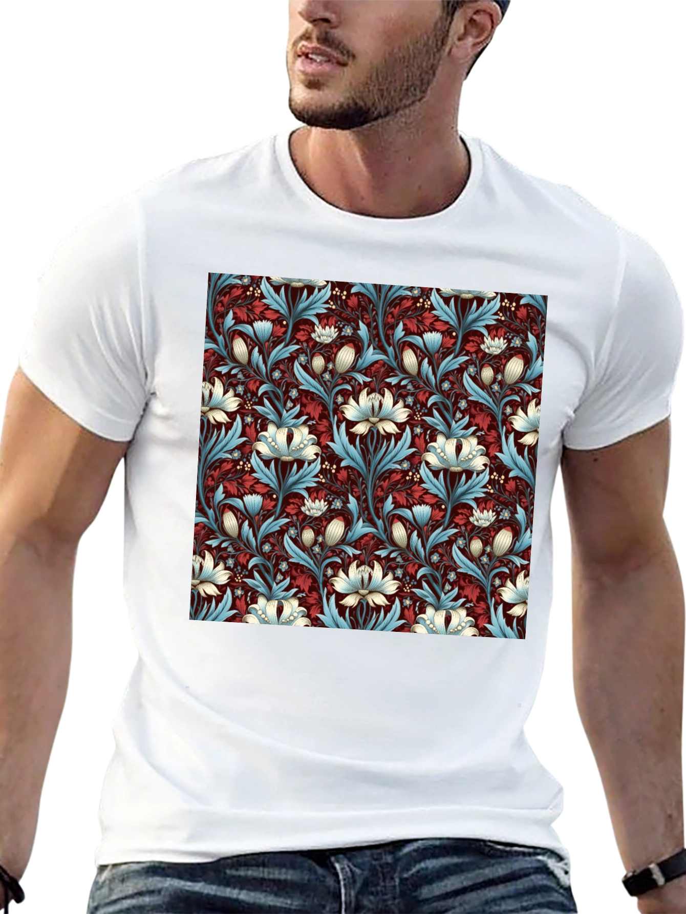 Floral Pattern T-Shirt - Modern Botanical Design