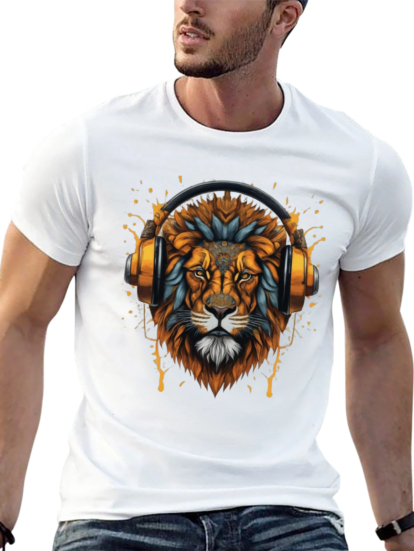 Lion Headphone Graphic T-Shirt