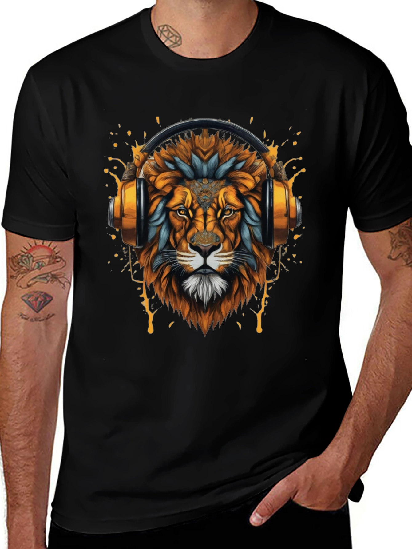 Lion Headphone Graphic T-Shirt
