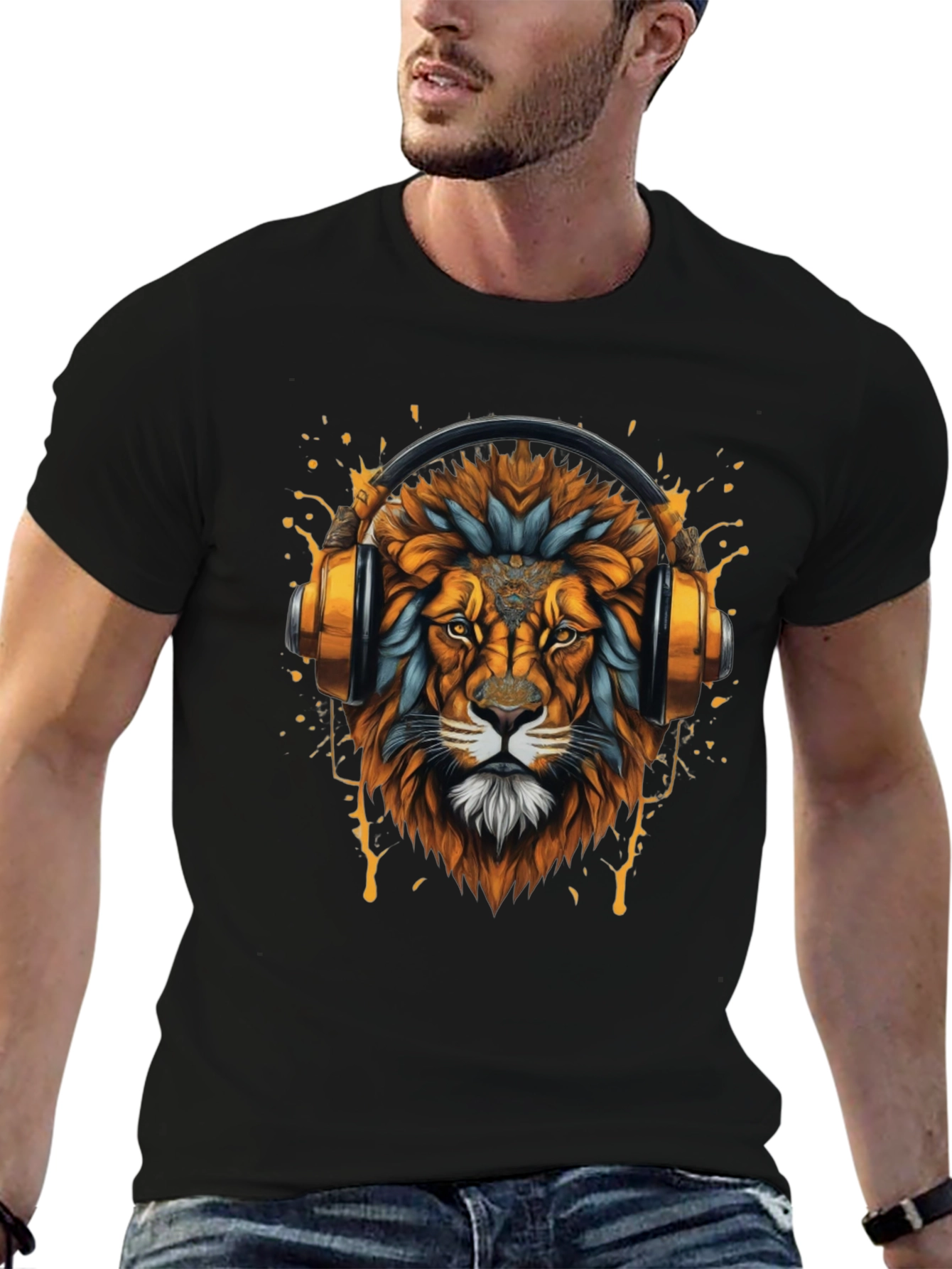 Lion Headphone Graphic T-Shirt