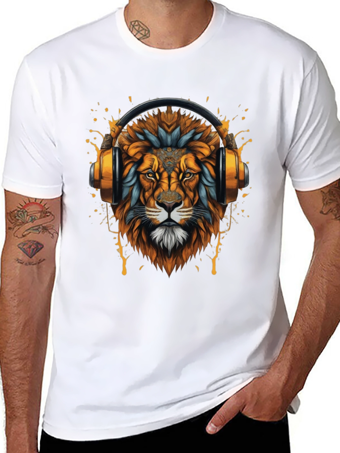 Lion Headphone Graphic T-Shirt