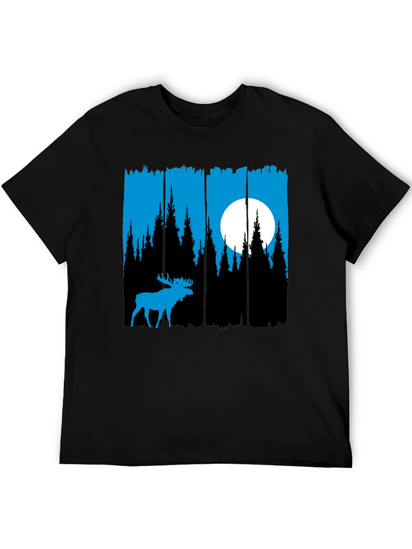 Moose Forest Graphic Tee - Black Unisex Shirt