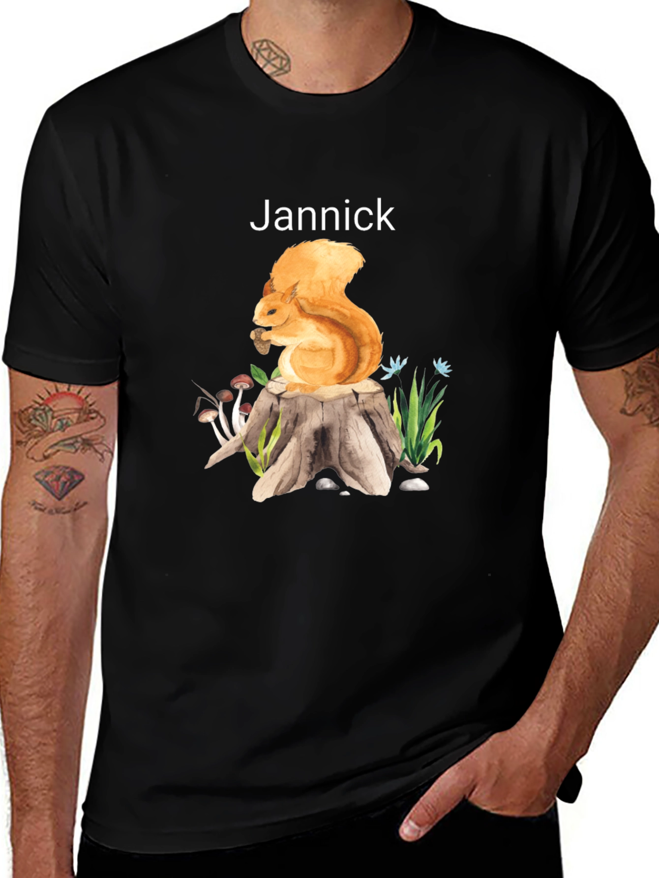 Squirrel Stump Black T-Shirt - Jannick