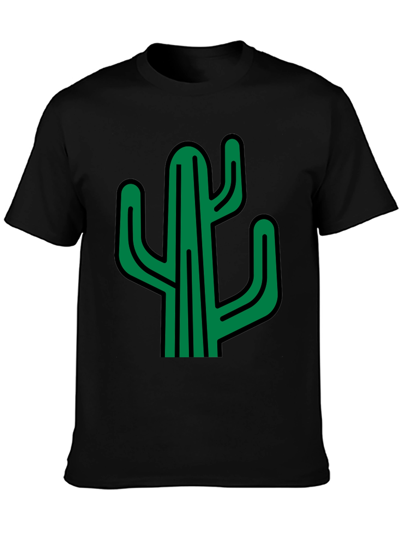 Cactus Graphic Print Black T-Shirt