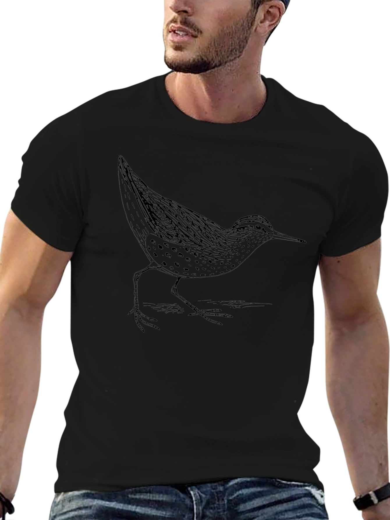 Bird Graphic Print Black T-Shirt