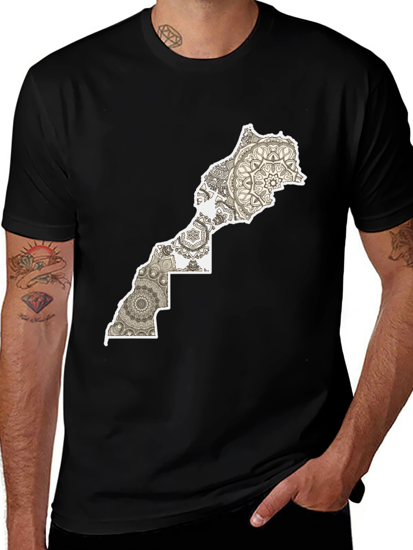 Morocco Map Mandala T-Shirt