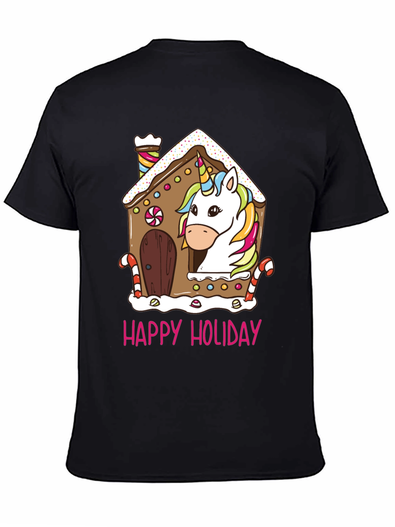 Unicorn Gingerbread House Christmas T-Shirt | Cute Holiday Unicorn Tee | Festive Christmas Graphic Shirt | Gift for Unicorn Lovers | Free Shipping $50+