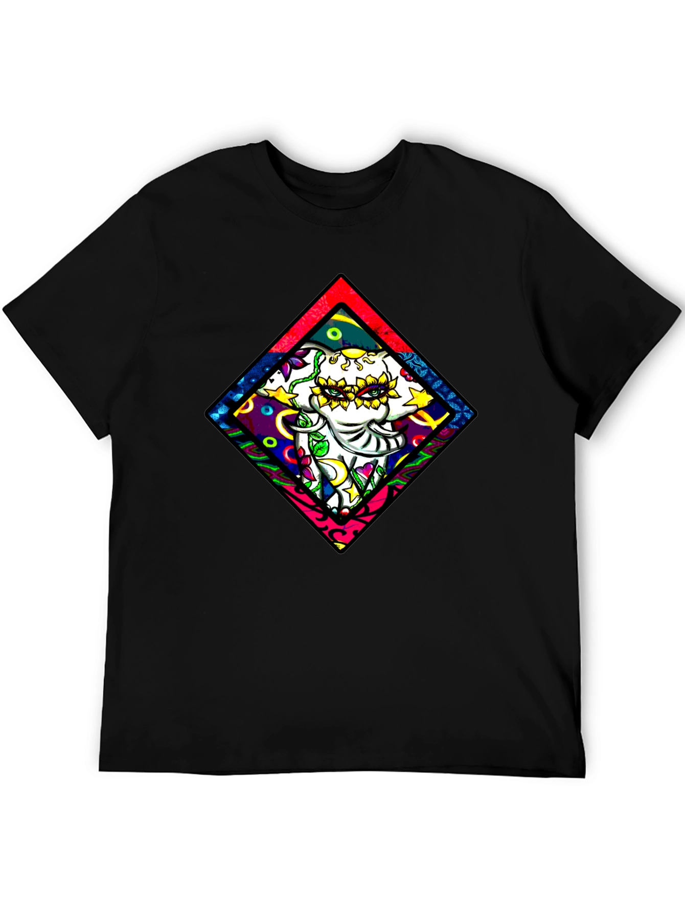 Elephant Diamond Graphic T-Shirt - Black