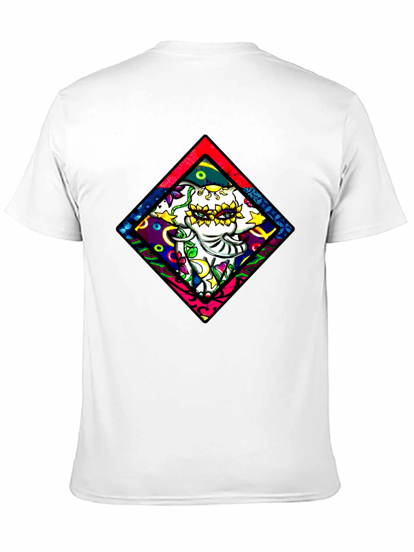 Elephant Diamond Graphic T-Shirt - Black