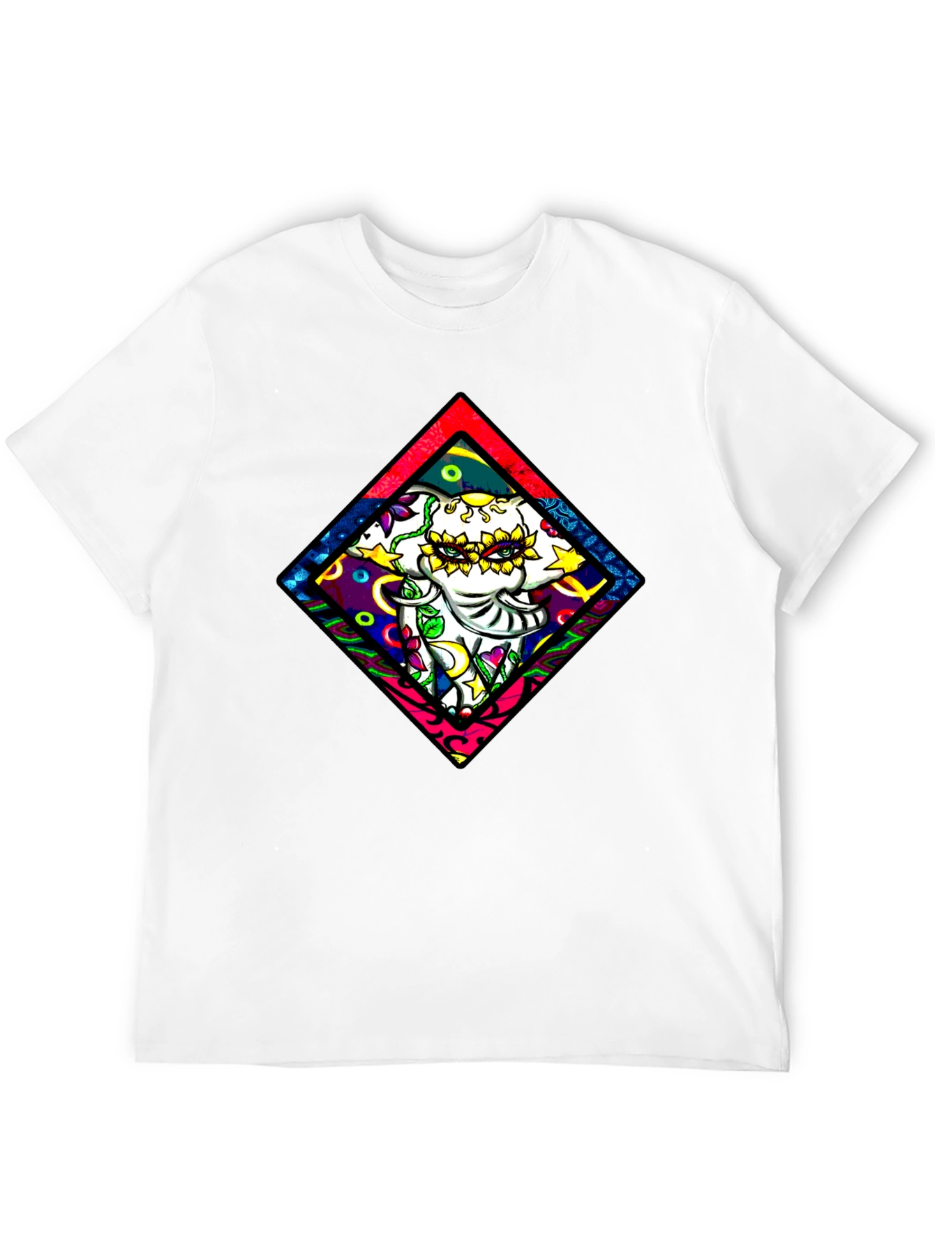 Elephant Diamond Graphic T-Shirt - Black